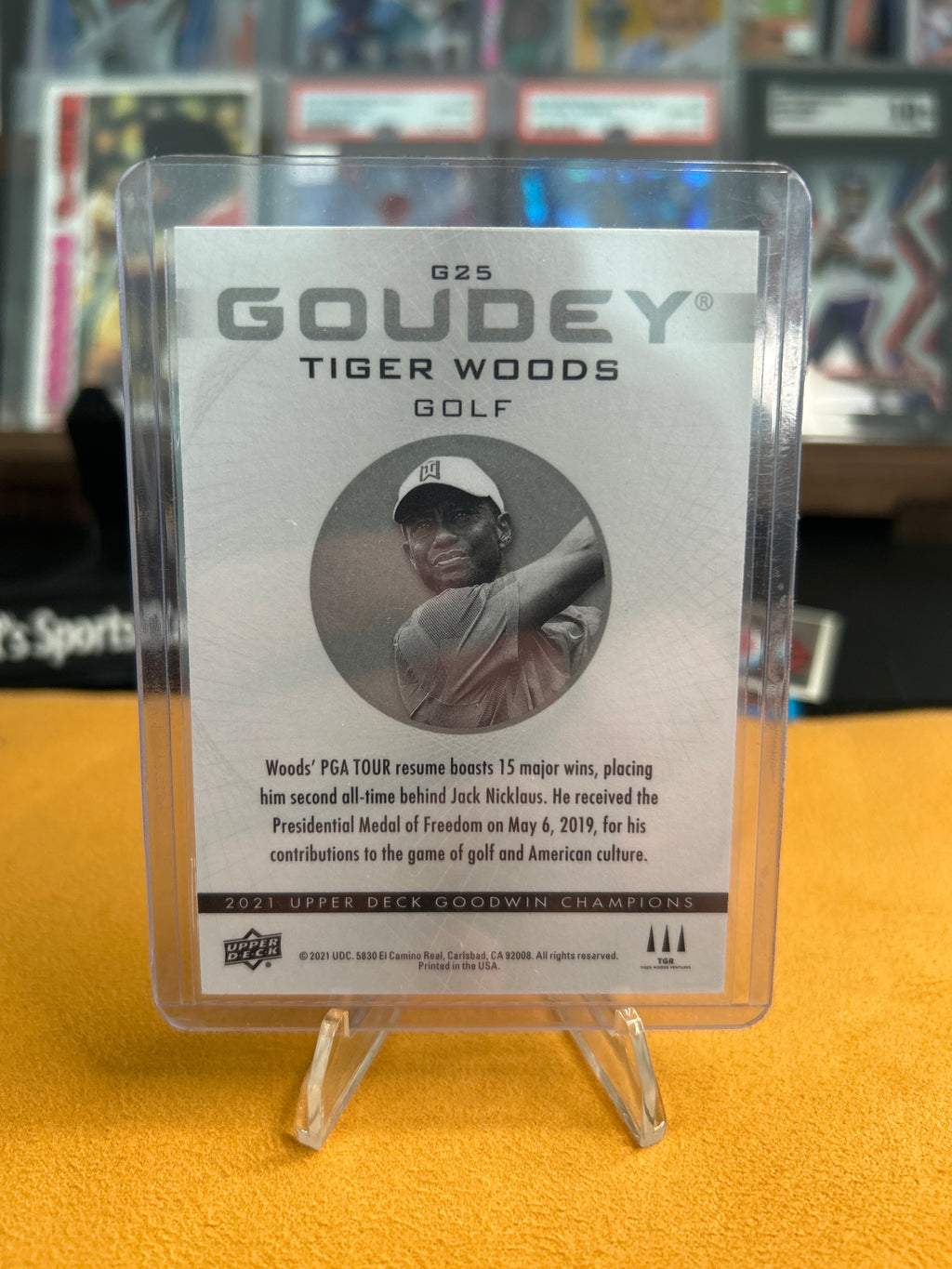 2021 UD Goodwin Champions Tiger Woods Goudey #G25 Golf HOF