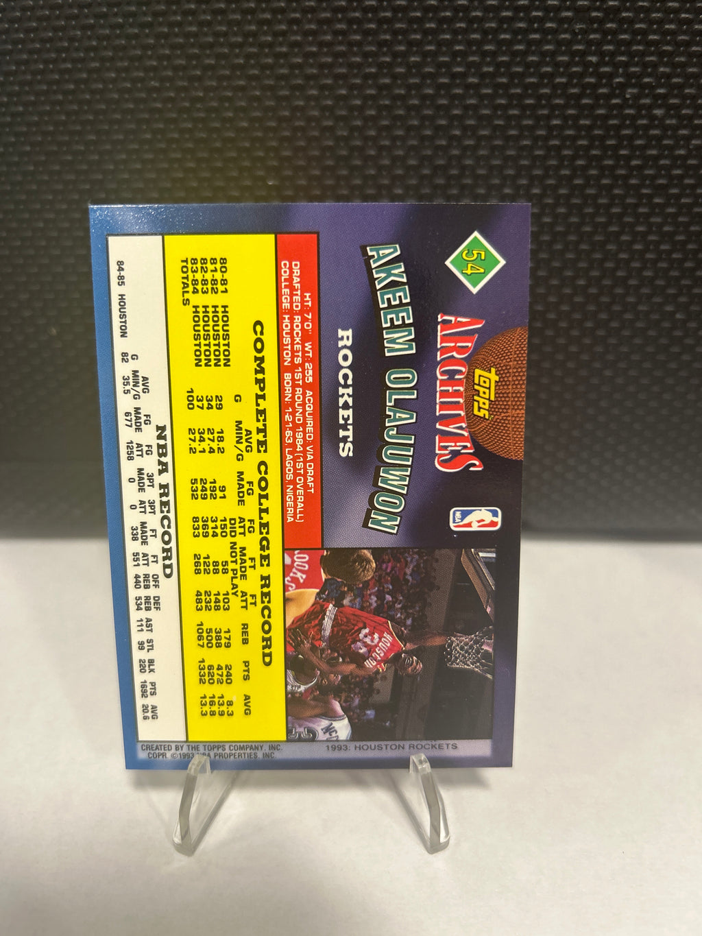 1993 Topps Archives #54 Akeem Olajuwon (HOF) Houston Rockets