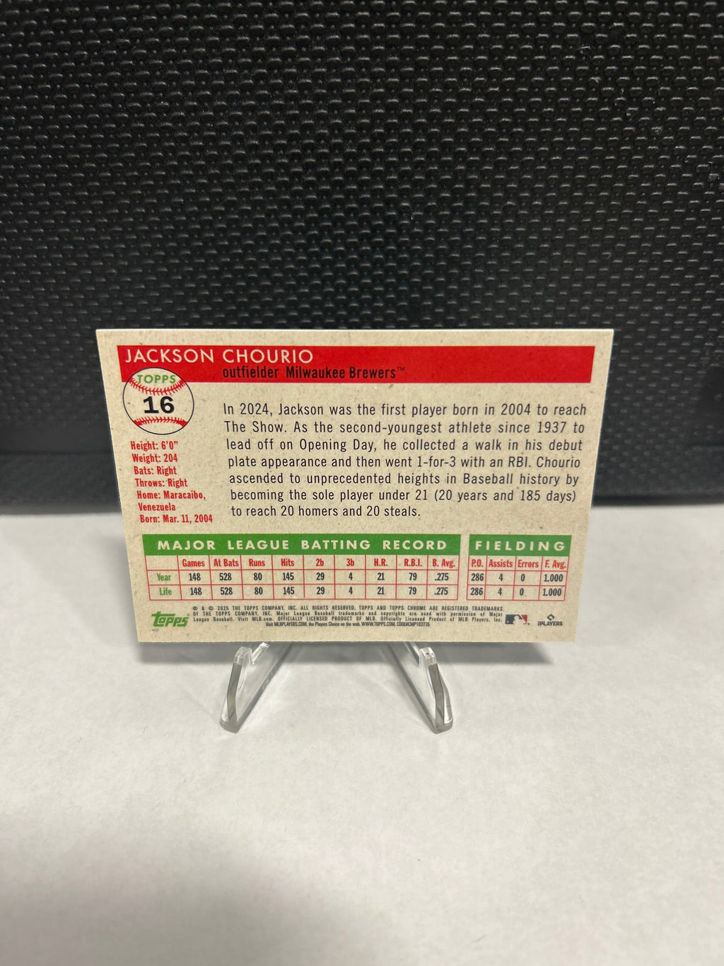 2025 Topps Chrome Platinum #16 Jackson Chourio, Milwaukee Brewers