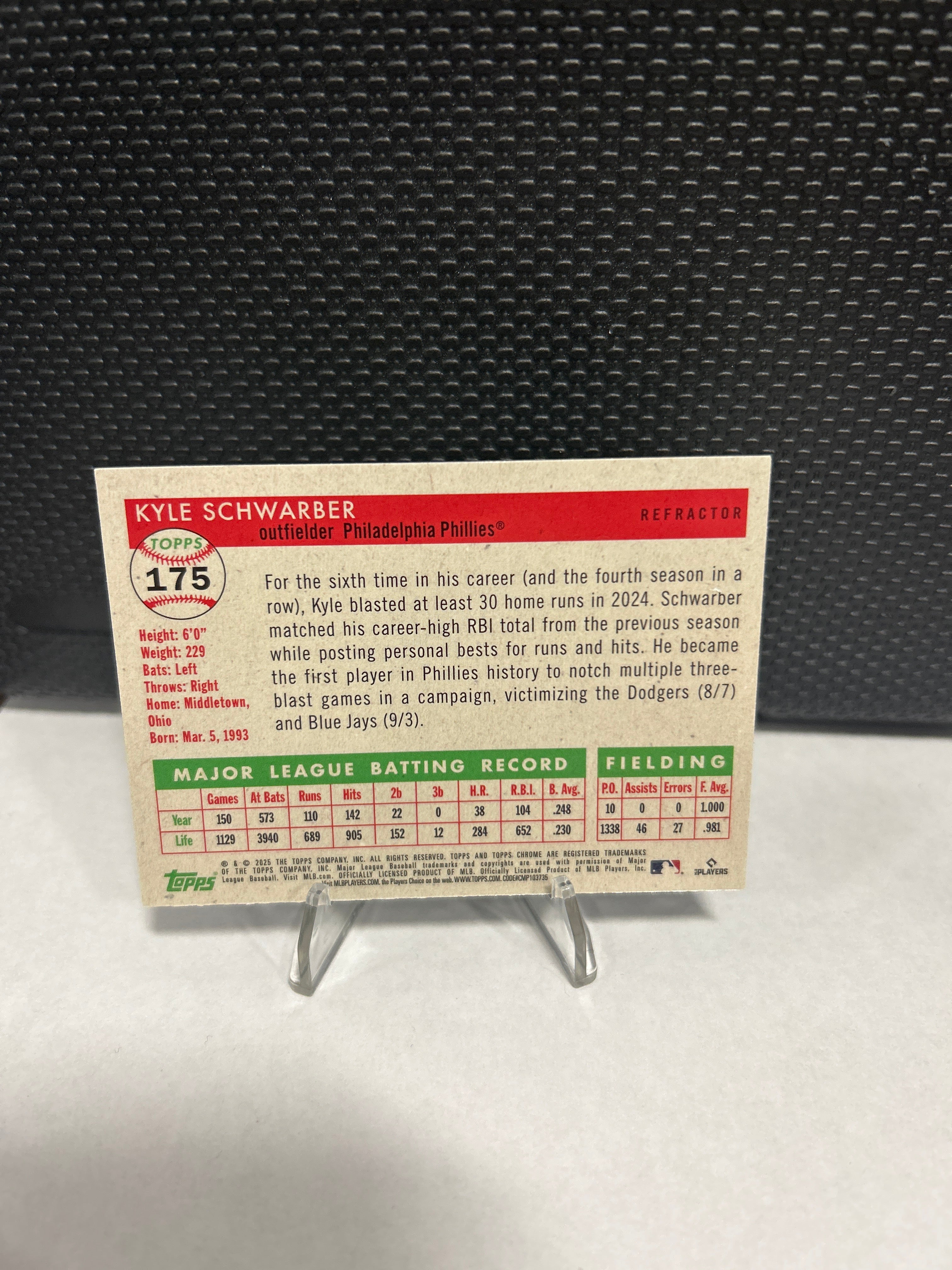 Topps 2025 Chrome Platinum Anniversary Kyle Schwarber Phillies #175