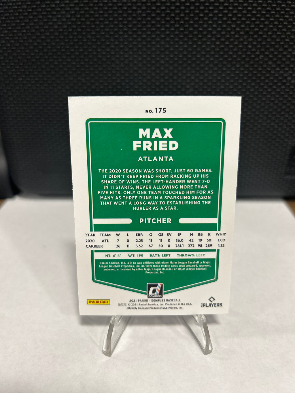 2021 Donruss Baseball Max Fried Atlanta Braves Holo Red Parallel #175