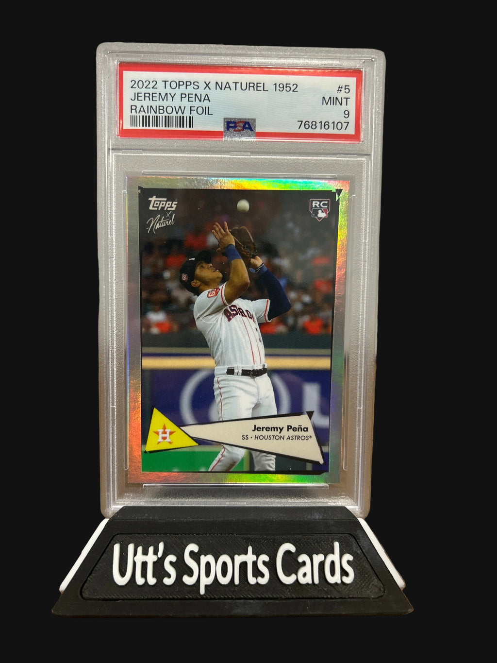 2022 Topps X Naturel 1952 - #5 Jeremy Pena (RC) rainbow foil PSA 9 RC 4 SSP 42/99