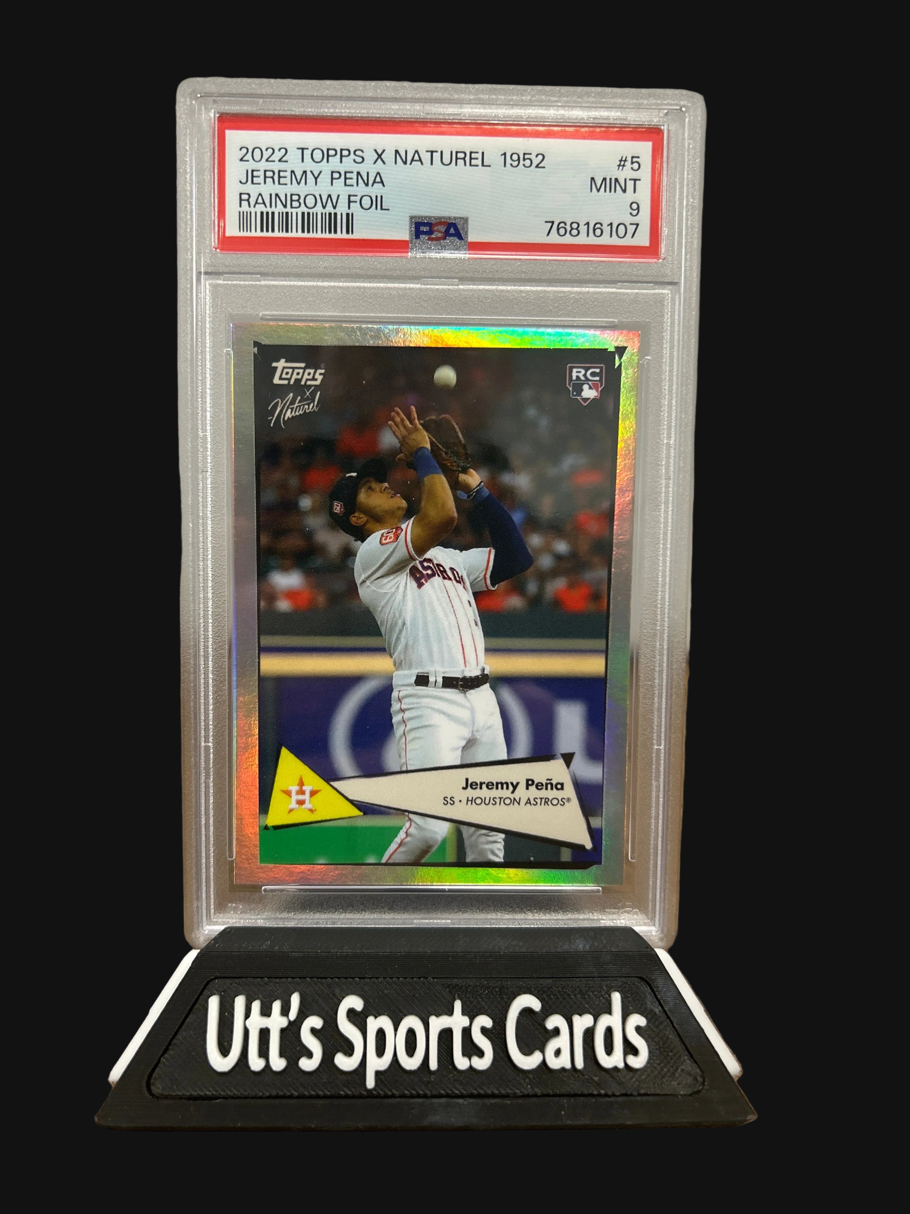 2022 Topps X Naturel 1952 - #5 Jeremy Pena (RC) rainbow foil PSA 9 RC 4 SSP 42/99
