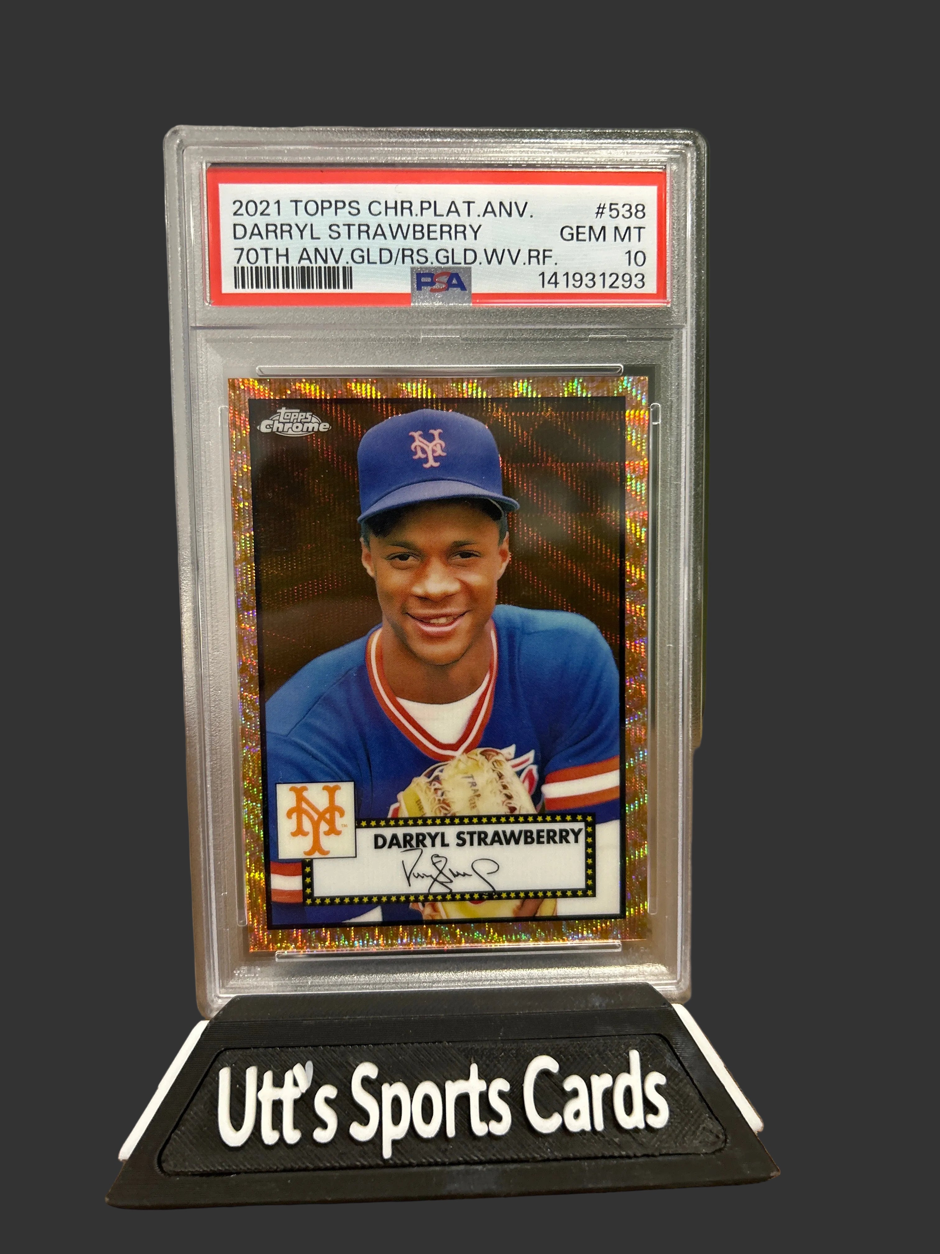 2021 Topps Chrome  Plant Ann.- Darryl Strawberry /Gold/RG70th Wave Refractor 27/50 (PSA 10/ POP 1)