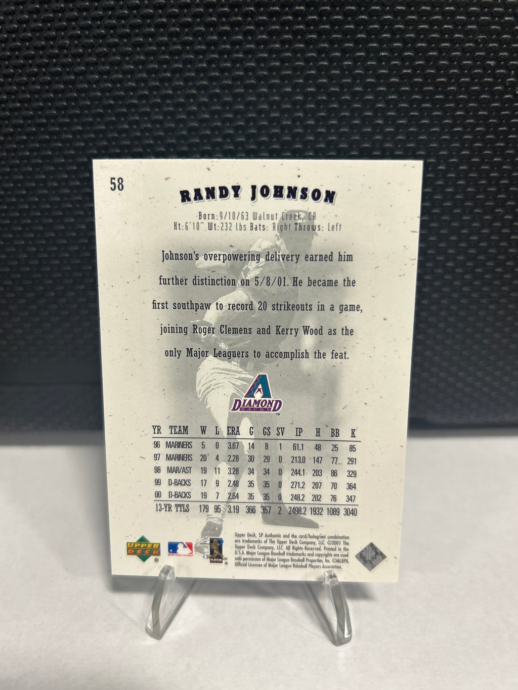 2001 SP Authentic RANDY JOHNSON #58