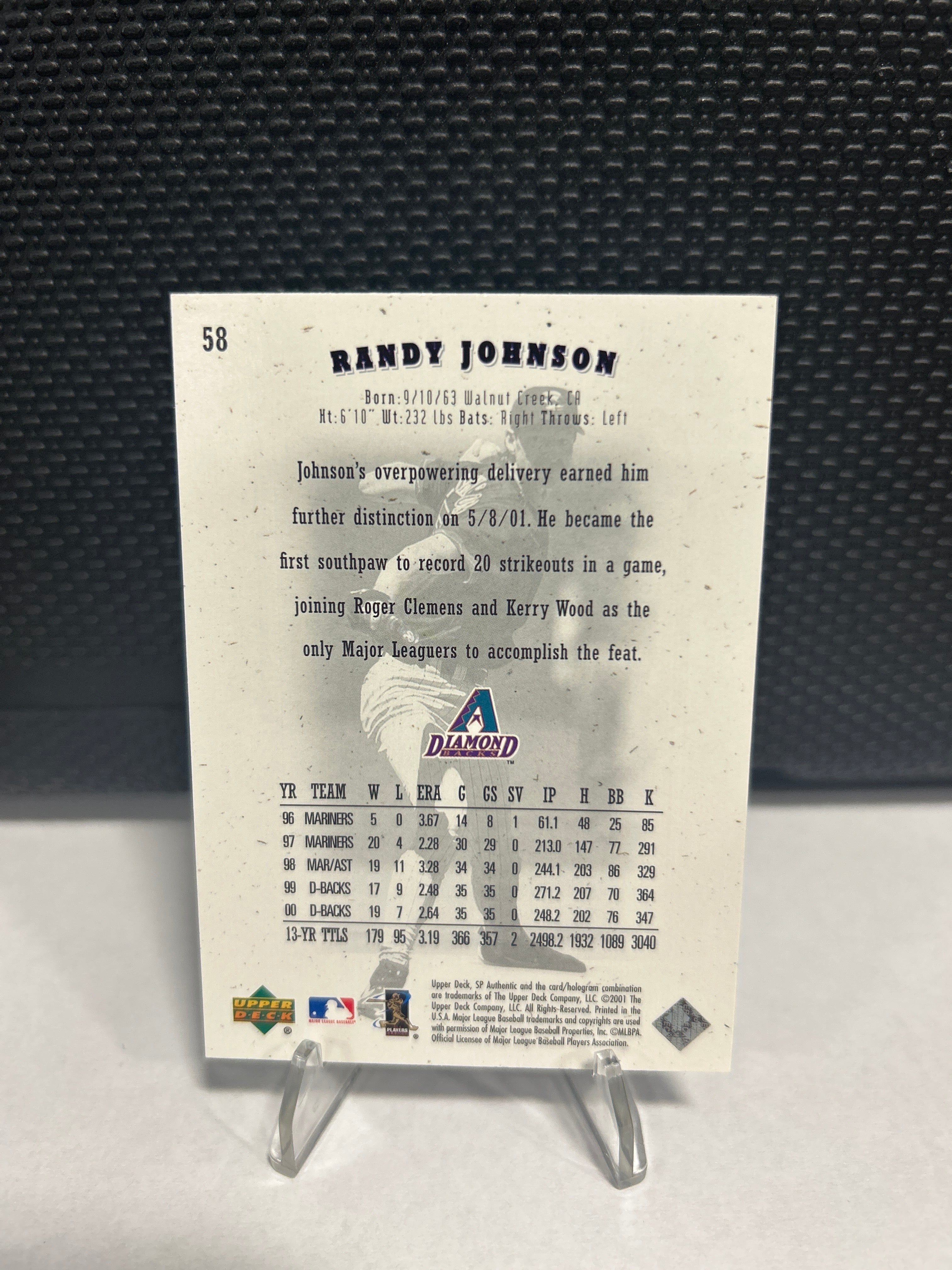 2001 SP Authentic RANDY JOHNSON #58