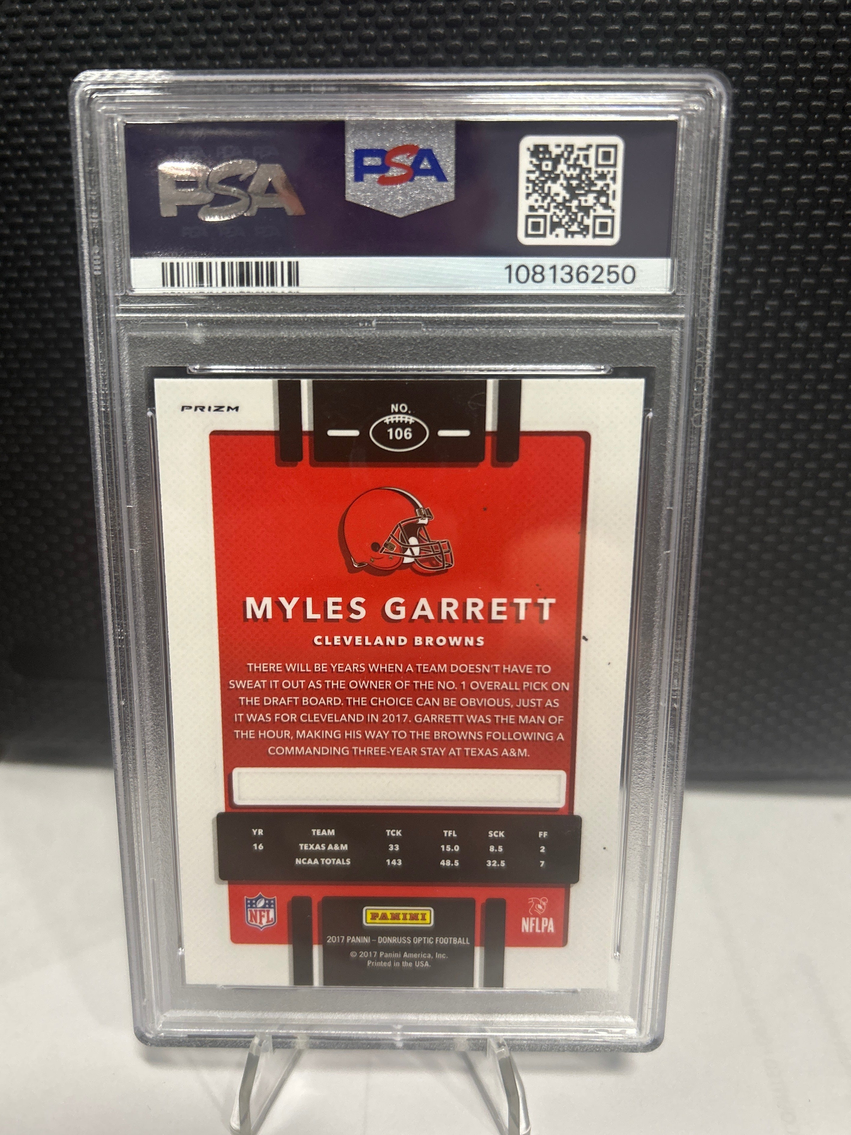 2017 Donruss Optic - Myles Garrett Red/Yellow PSA 10 #106