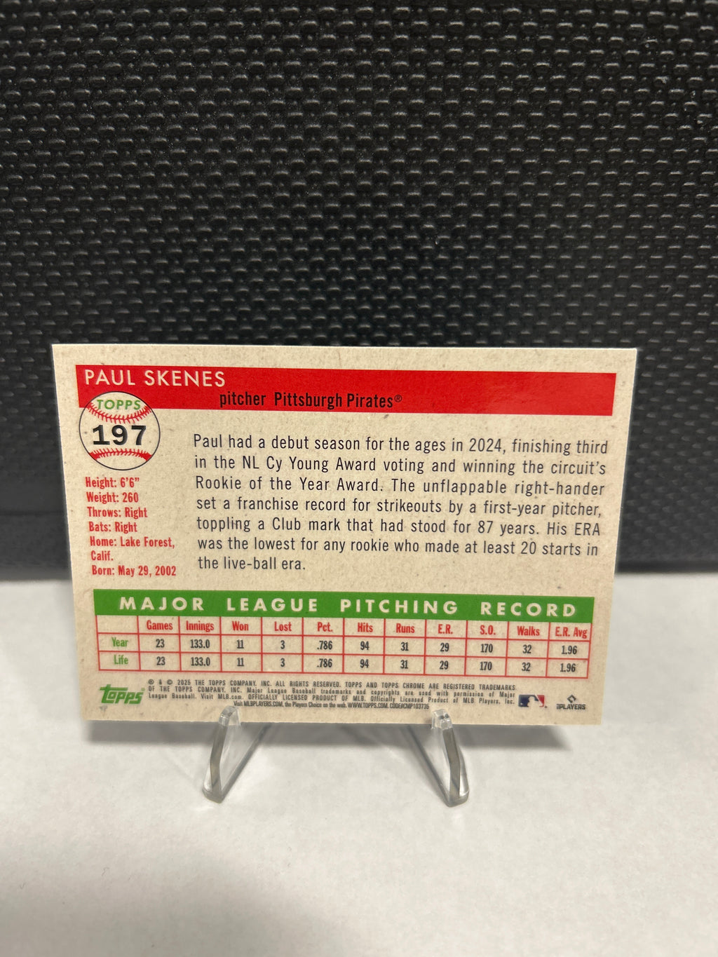 2025 Topps Chrome Platinum #197 Paul Skenes Pittsburgh Pirates Baseball