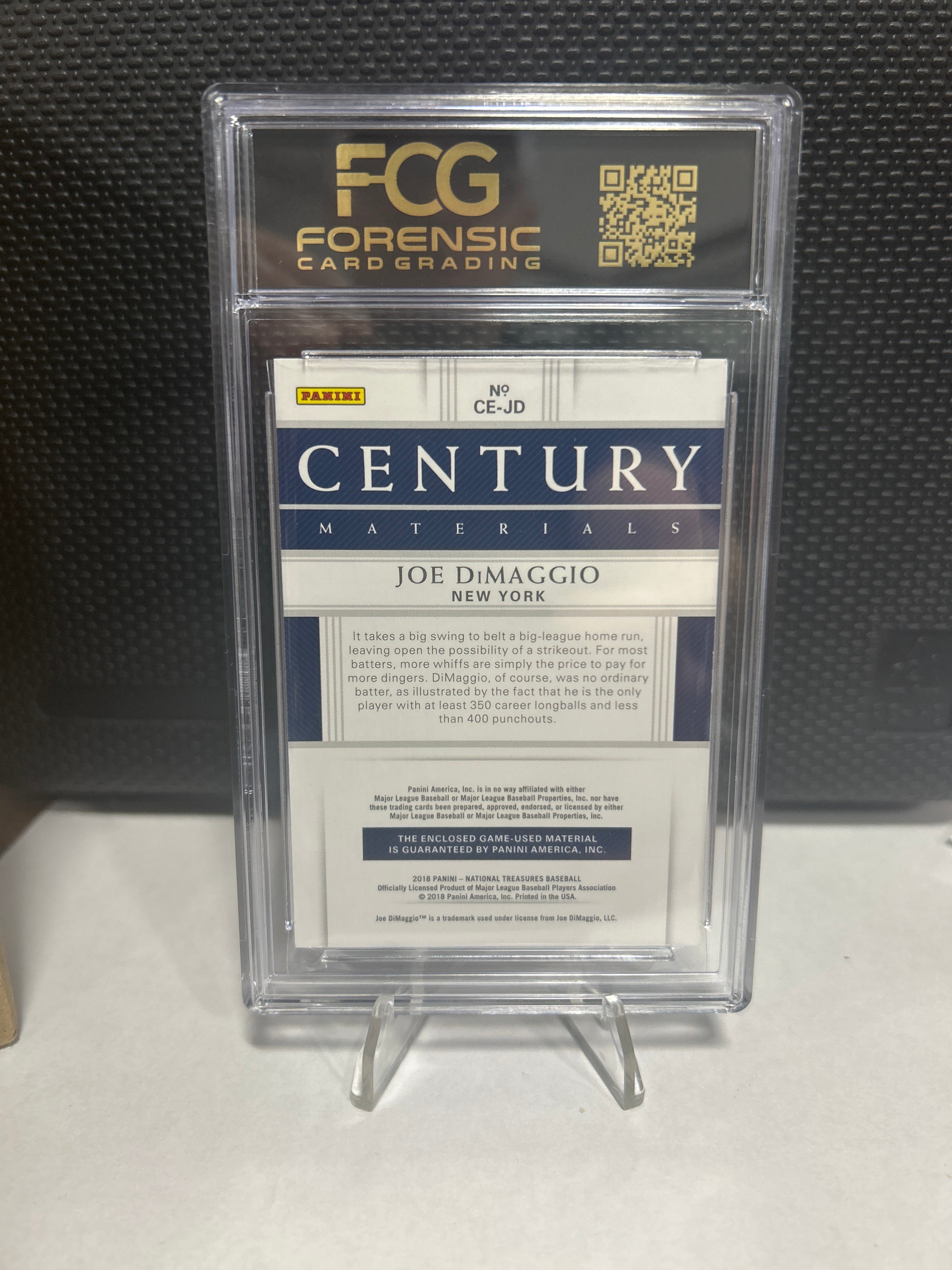 2018 Panini National Treasures Century Materials Joe DiMaggio /49 Wood Bat Relic FCG 9