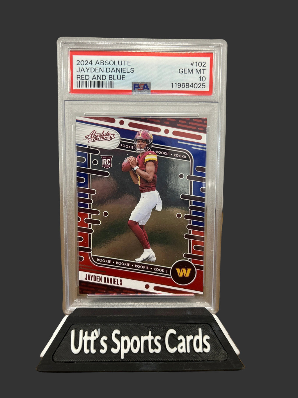 2024 Panini Absolute #102 Jayden Daniels Red And Blue PSA 10 RC Commanders