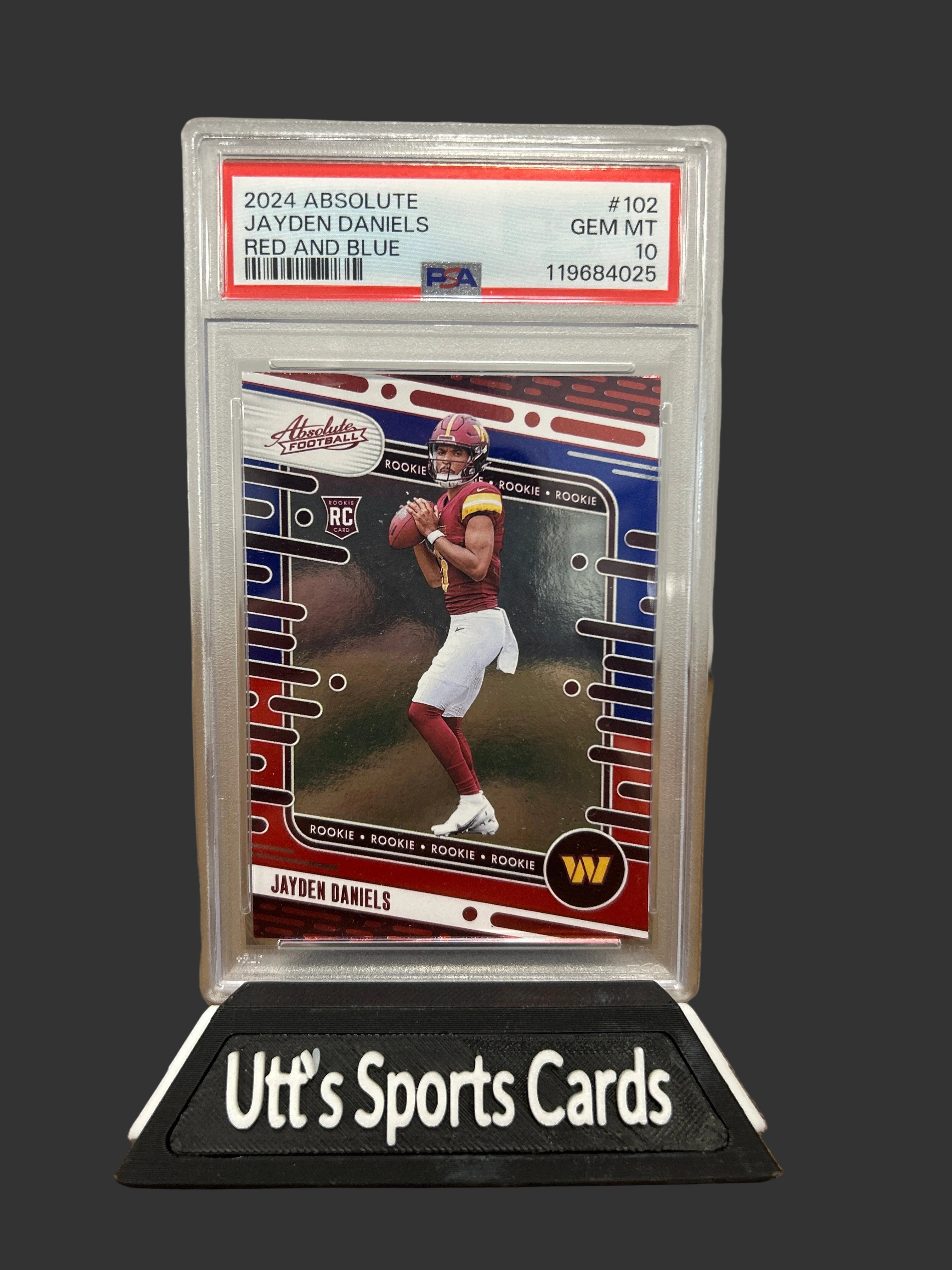 2024 Panini Absolute #102 Jayden Daniels Red And Blue PSA 10 RC Commanders