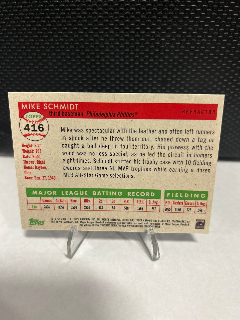 2025 Topps Chrome Platinum Anniversary Mike Schmidt #416 Philadelphia Phillies