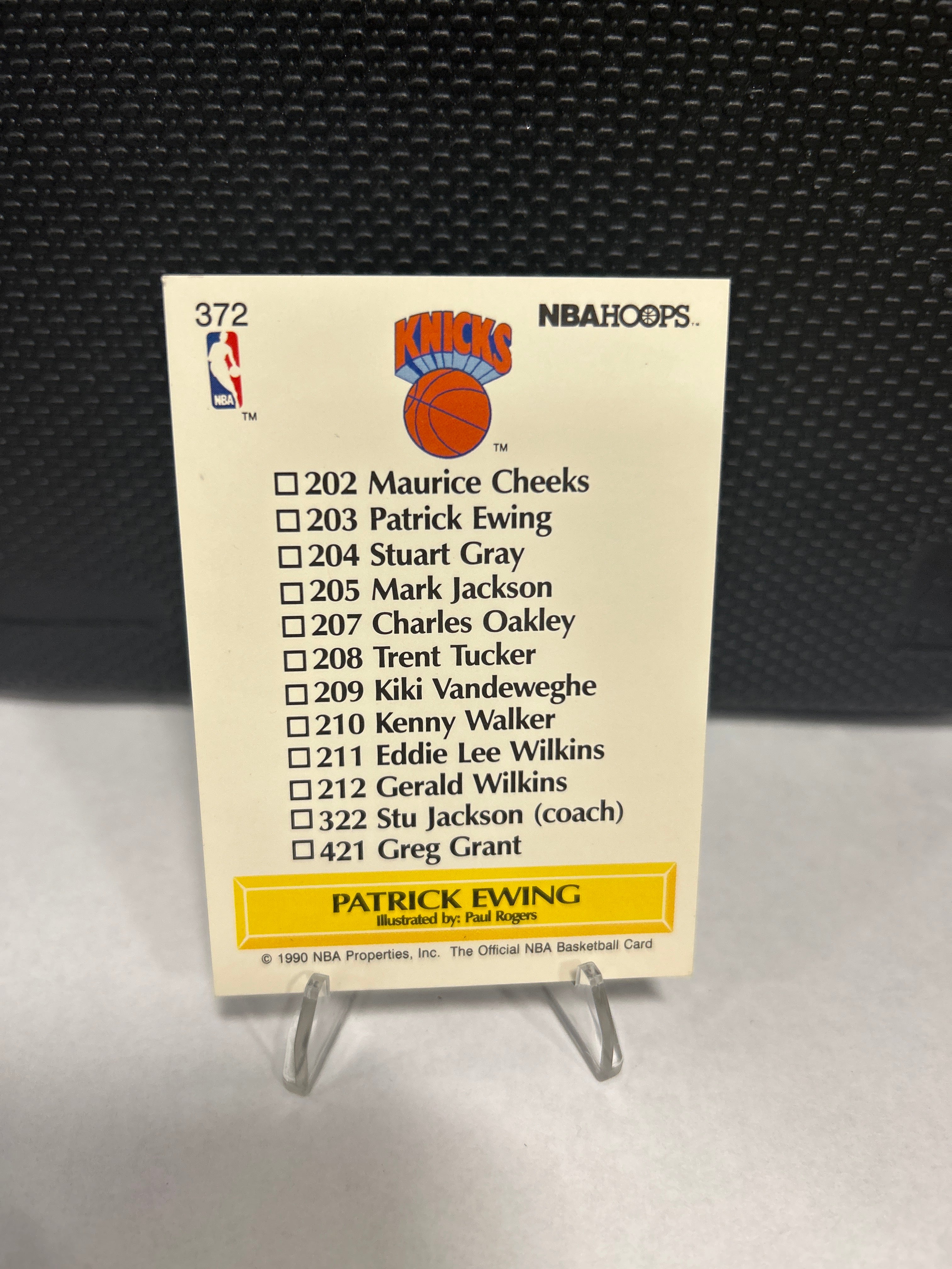 1990-91 NBA Hoops - Art Card Team Checklist Patrick Ewing #372 Illustration