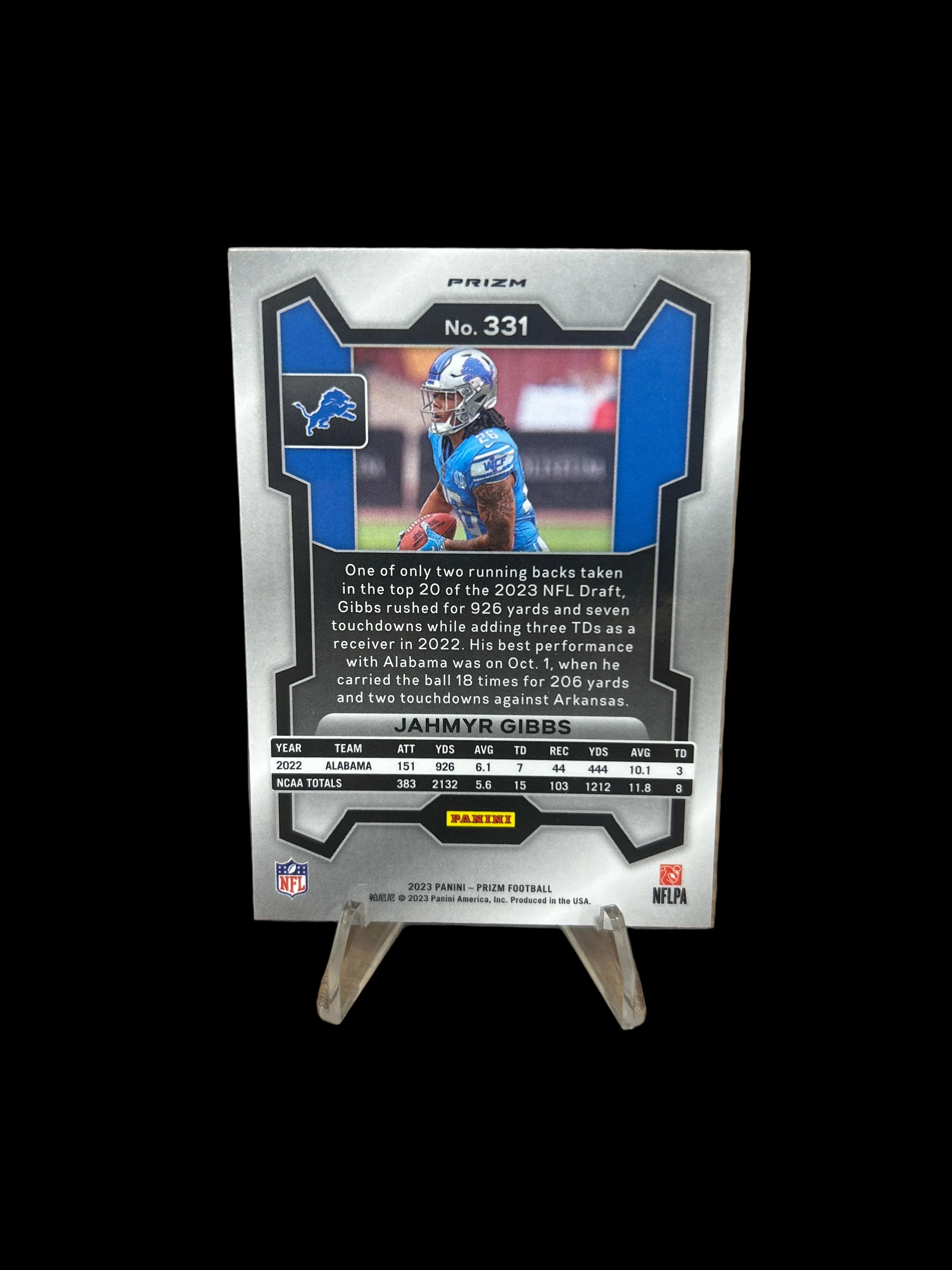 2023 Panini Prizm Jahmyr Gibbs #331 Rookie Red White & Blue Prizm (RC) Lions