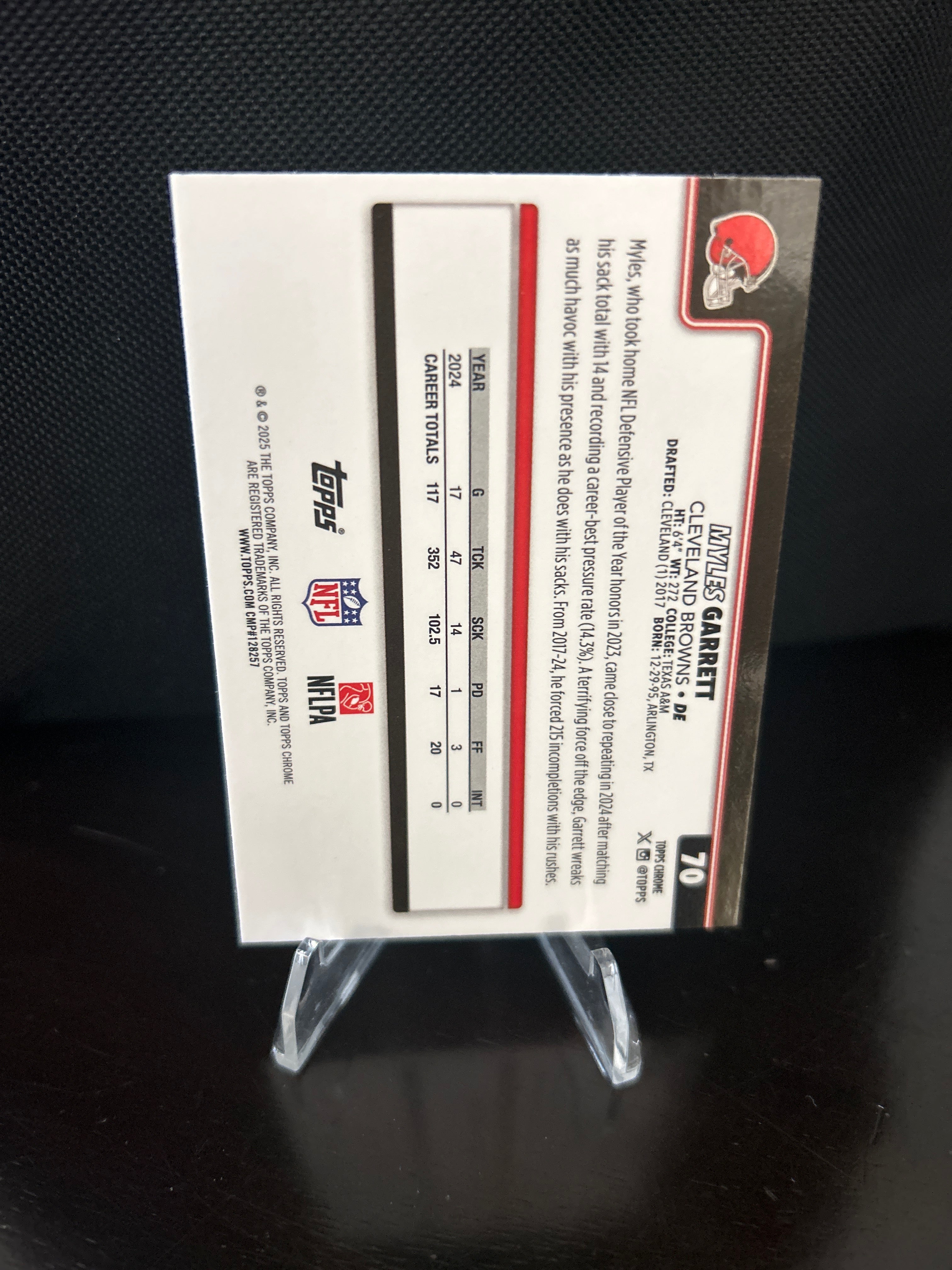 2025 Topps Chrome-Myles Garrett Pulsar Refractor #70 Cleveland Browns