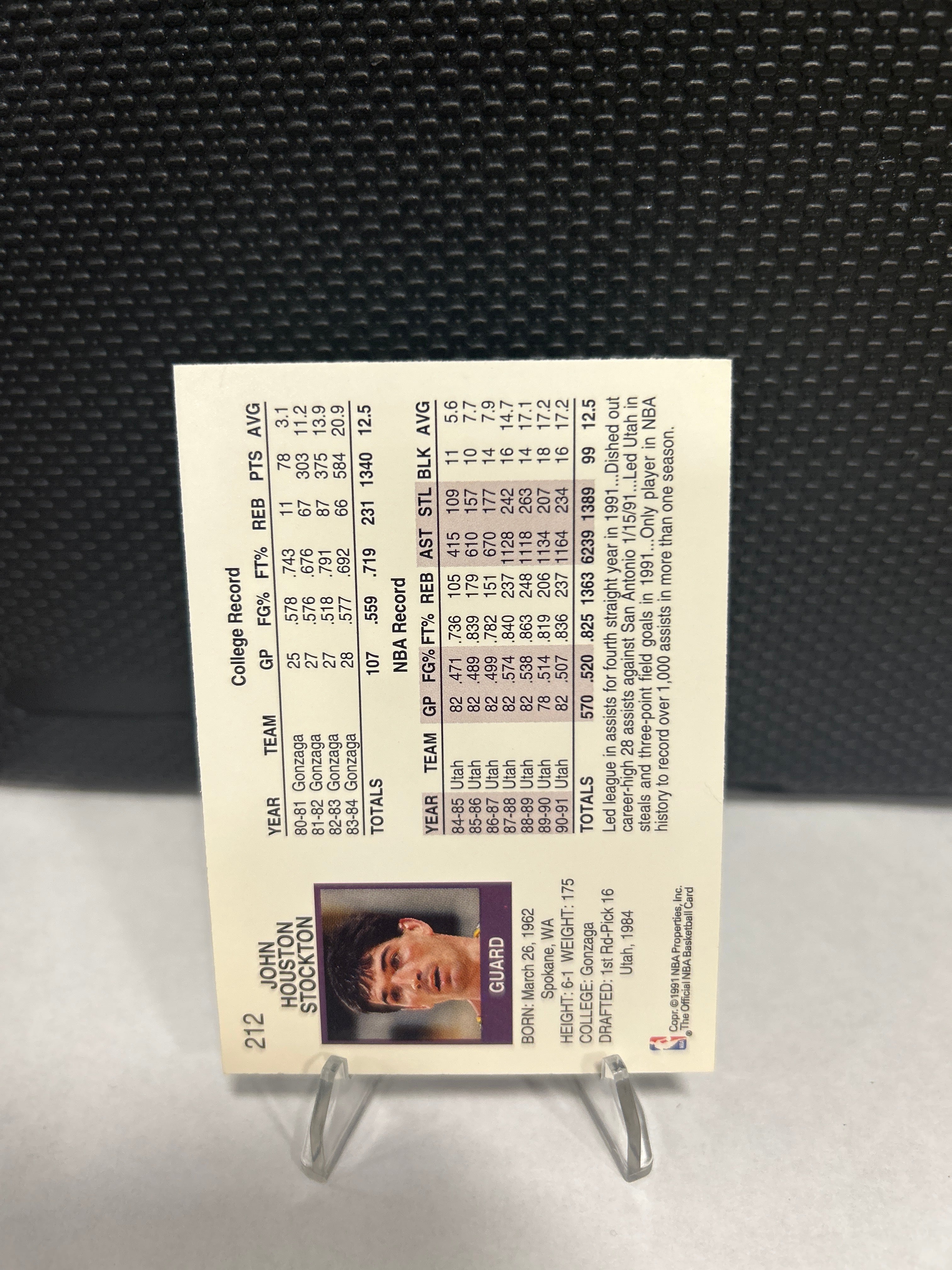 NBA Hoops 1991-92 John Stockton #212 Utah Jazz NBA Basketball Card Base Set