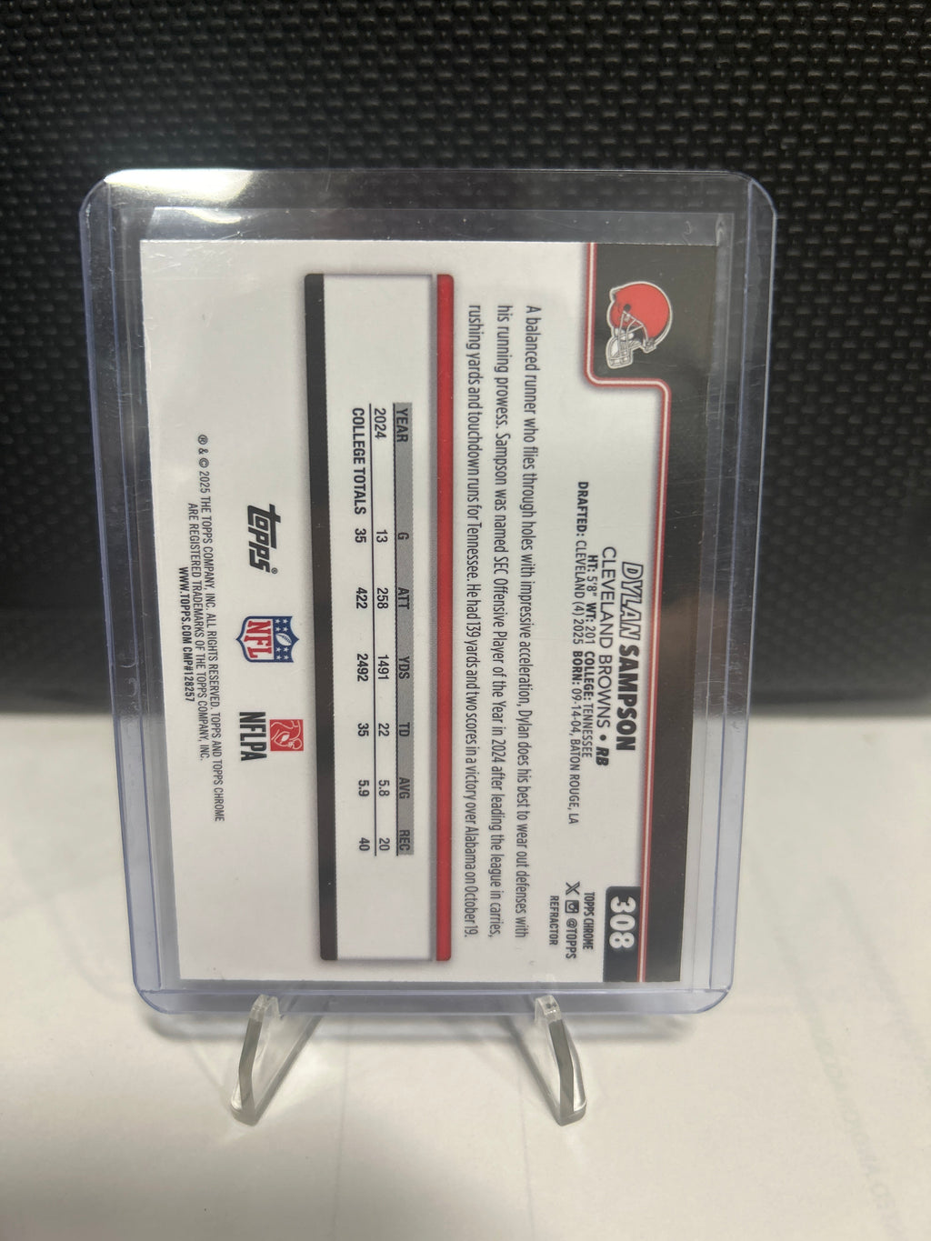 2025 Topps Chrome NFL #308 Dylan Sampson Refractor Rookie RC Browns