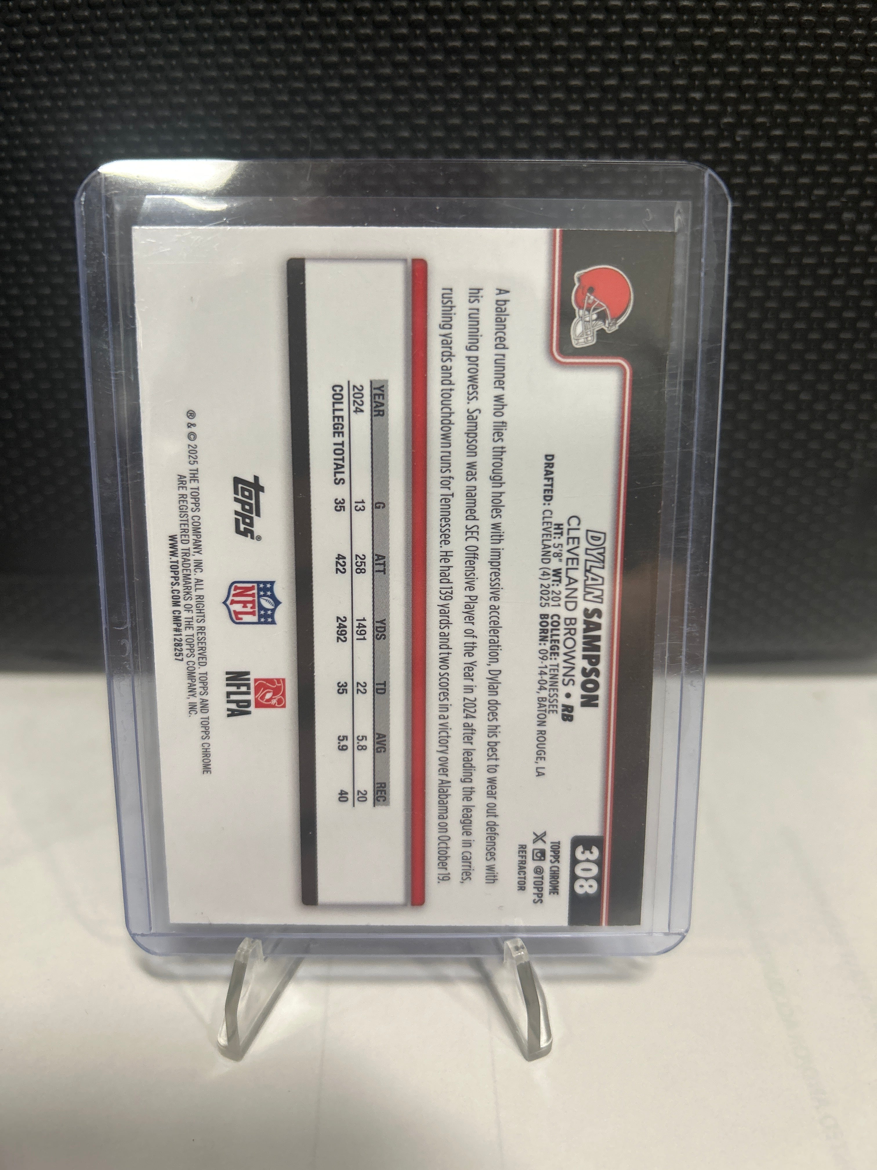 2025 Topps Chrome NFL #308 Dylan Sampson Refractor Rookie RC Browns