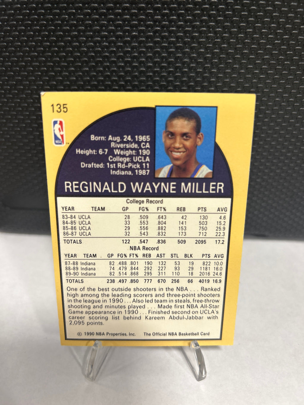 REGGIE MILLER 1990 NBA Hoops Basketball #135 Indiana Pacers