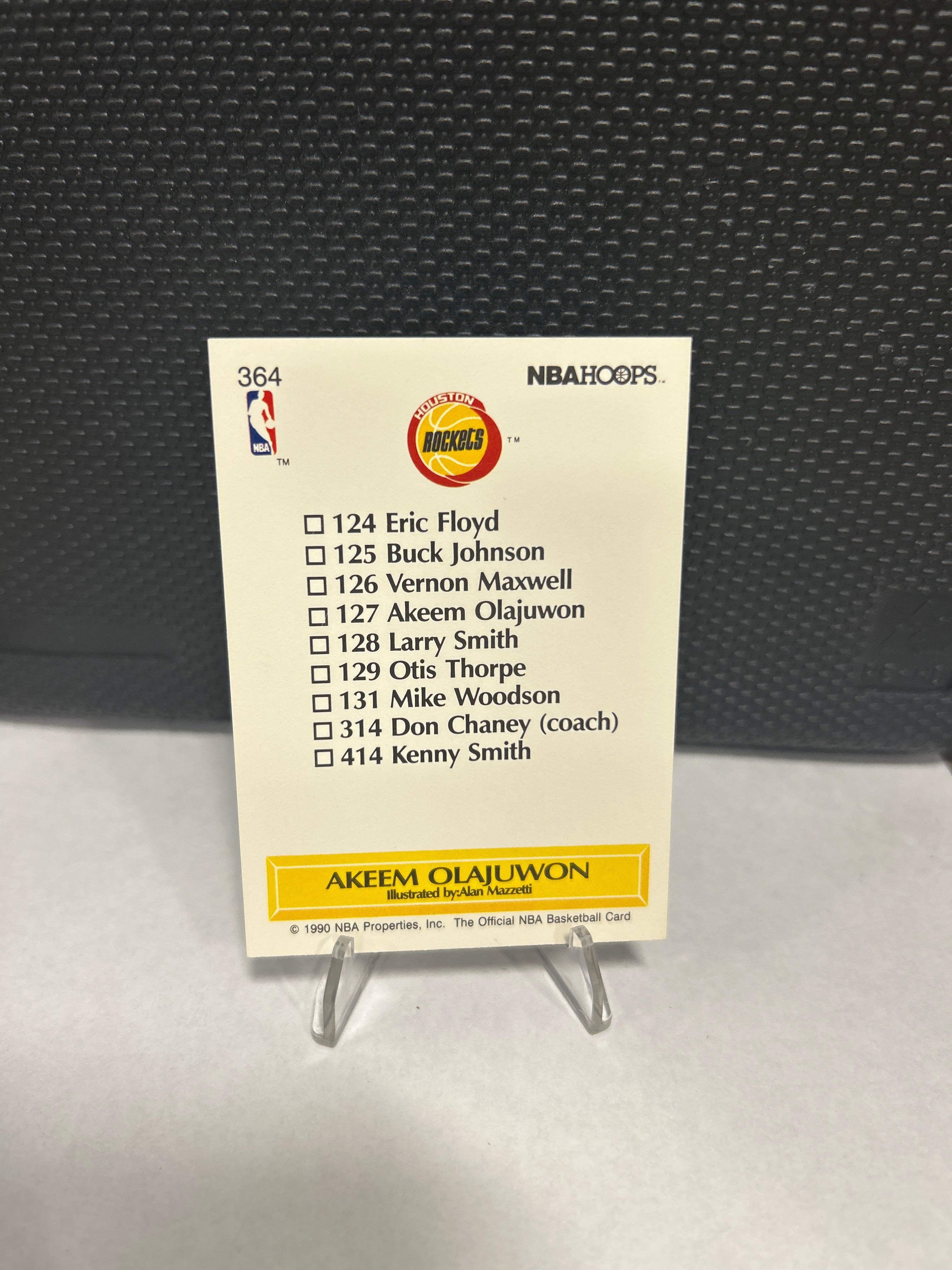 1990-91 NBA Hoops - Art Card Team Checklist Hakeem Olajuwon #364
