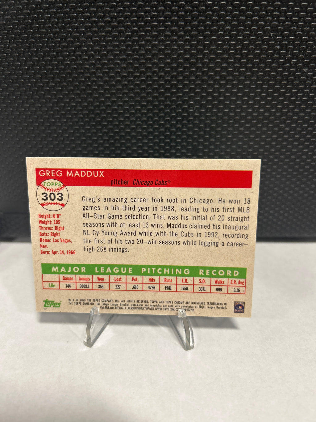 2025 Topps Chrome Platinum - Greg Maddux #303 CHICAGO CUBS