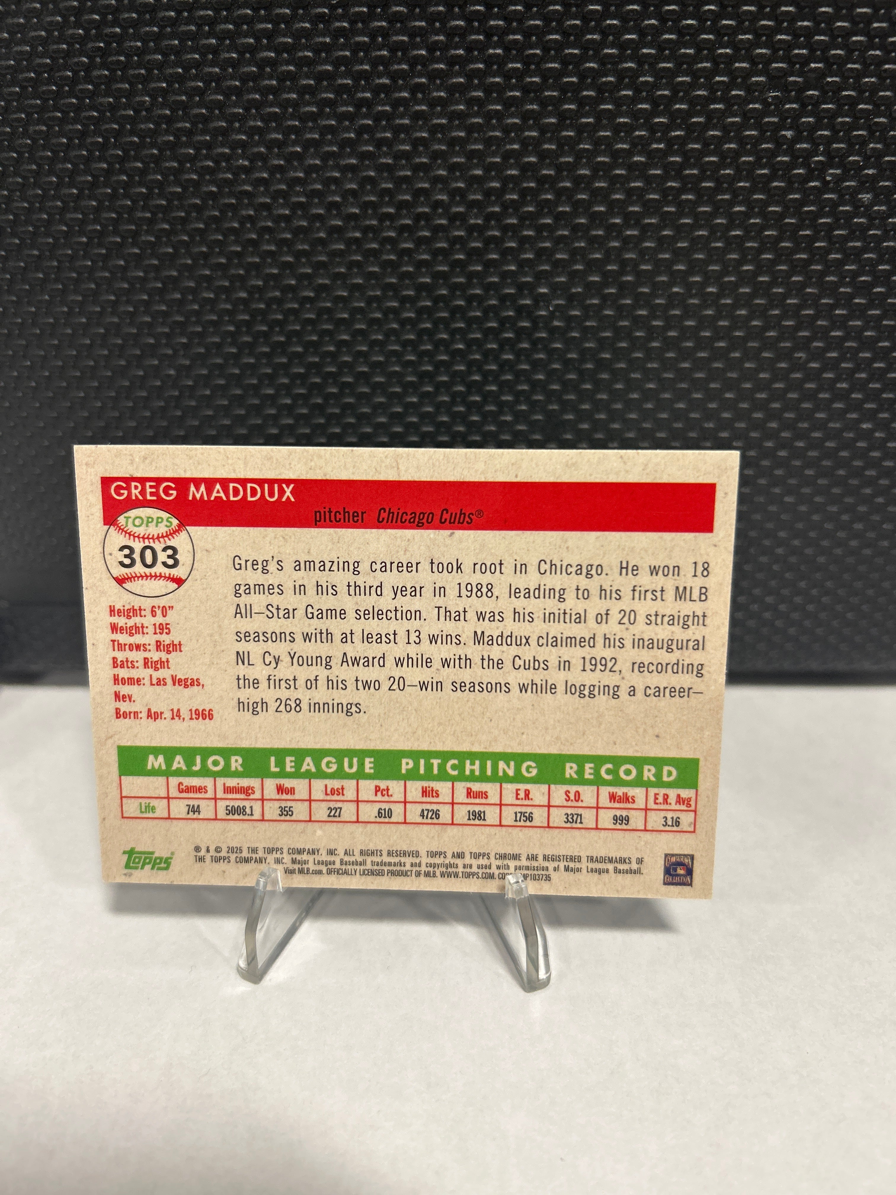 2025 Topps Chrome Platinum - Greg Maddux #303 CHICAGO CUBS