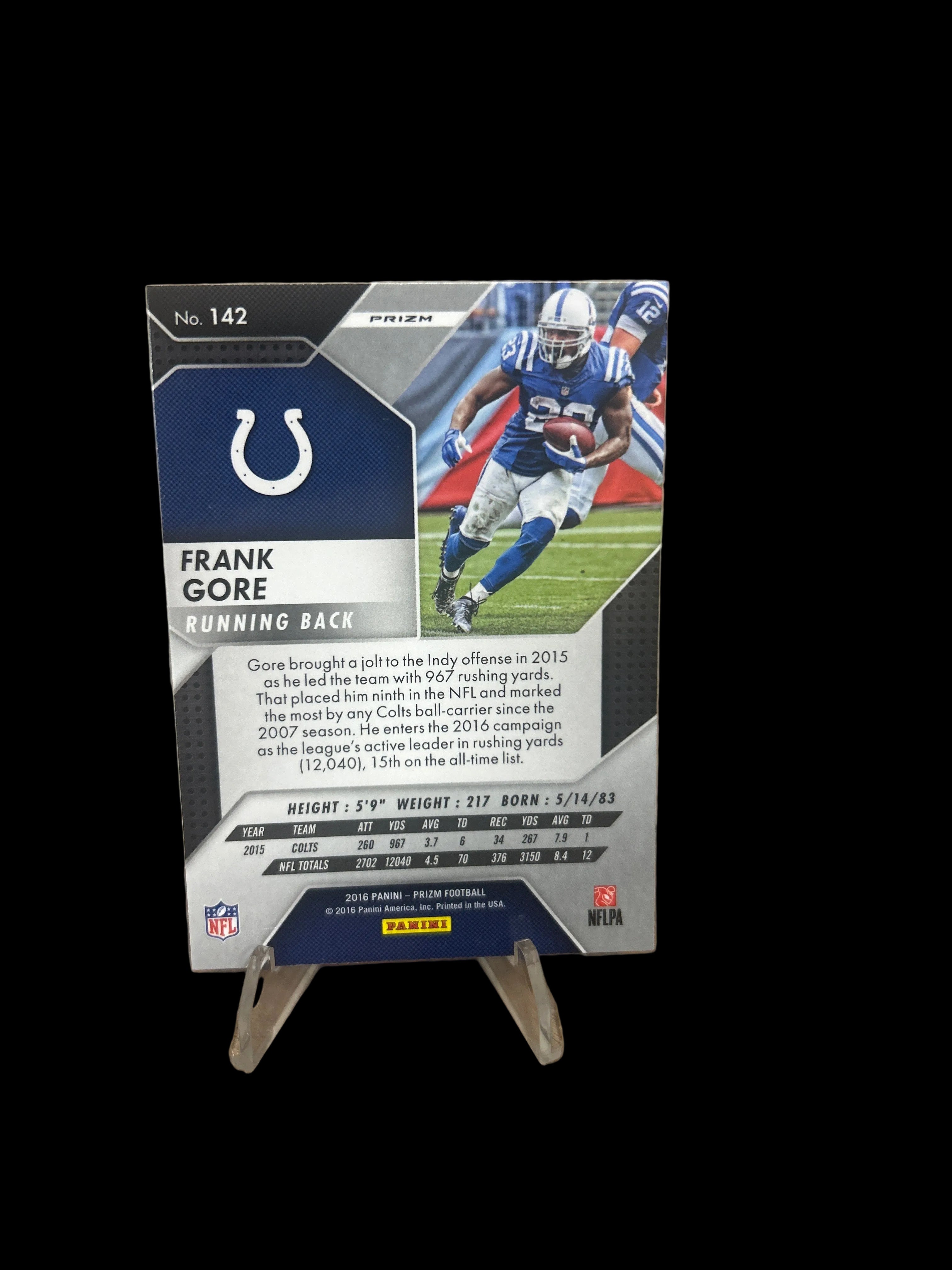 2016 Prizm Football - Frank Gore Red, White, Blue Prizm Colts