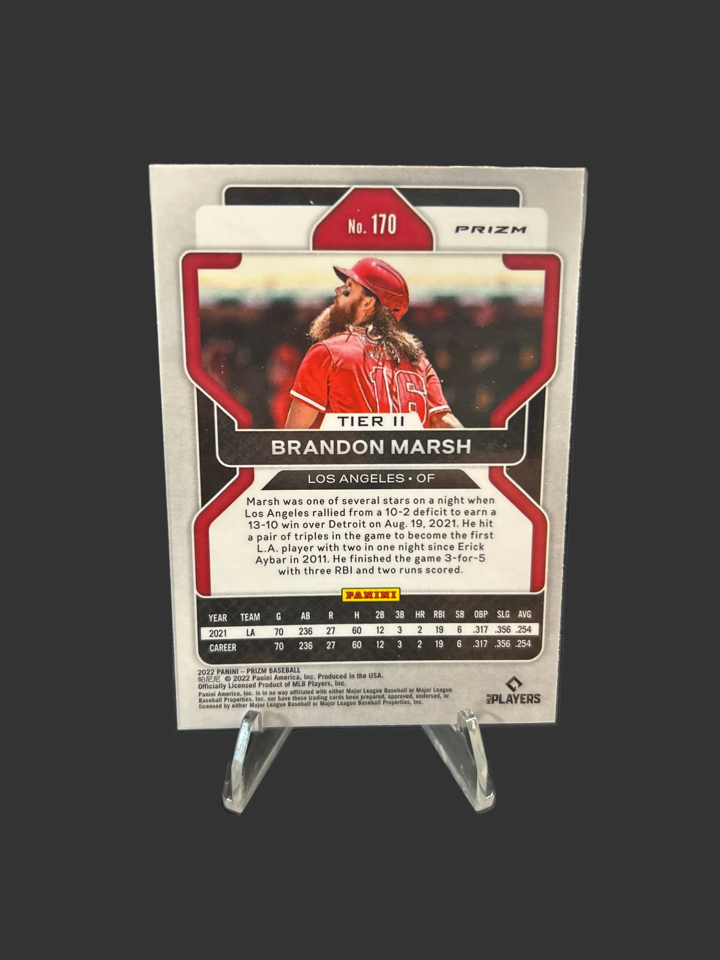 2022 Panini Prizm - Tier II Brandon Marsh #170 Red White & Blue Prizm (RC)