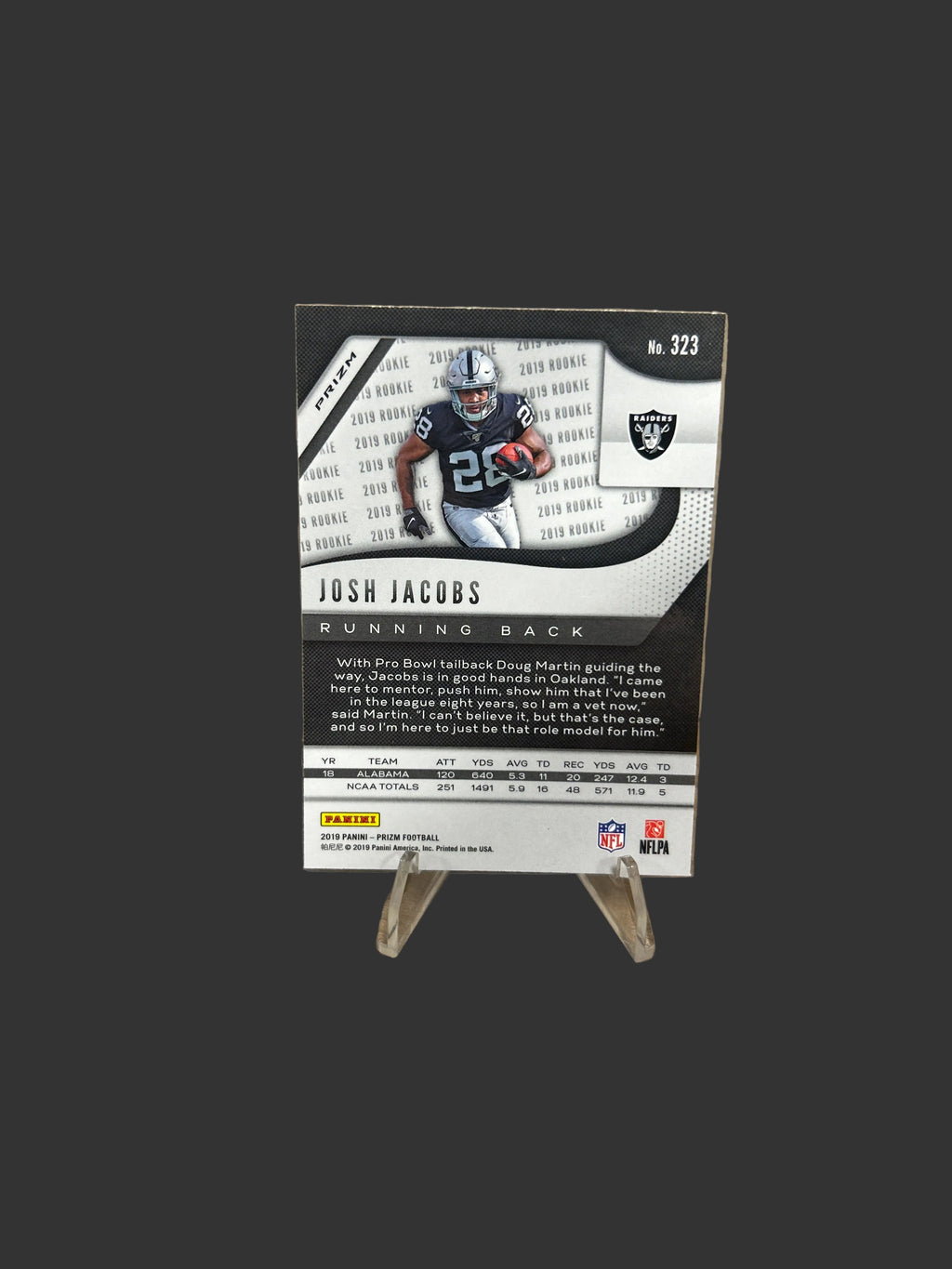 2019 Prizm Josh Jacobs Rookie No Huddle Silver Disco Prizm RC #323 Packers