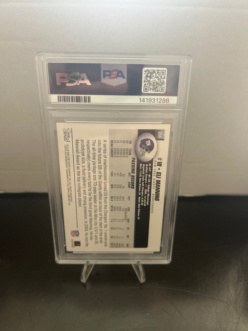 2004 Topps Collection Eli Manning Rookie #350 New York Giants  PSA 9
