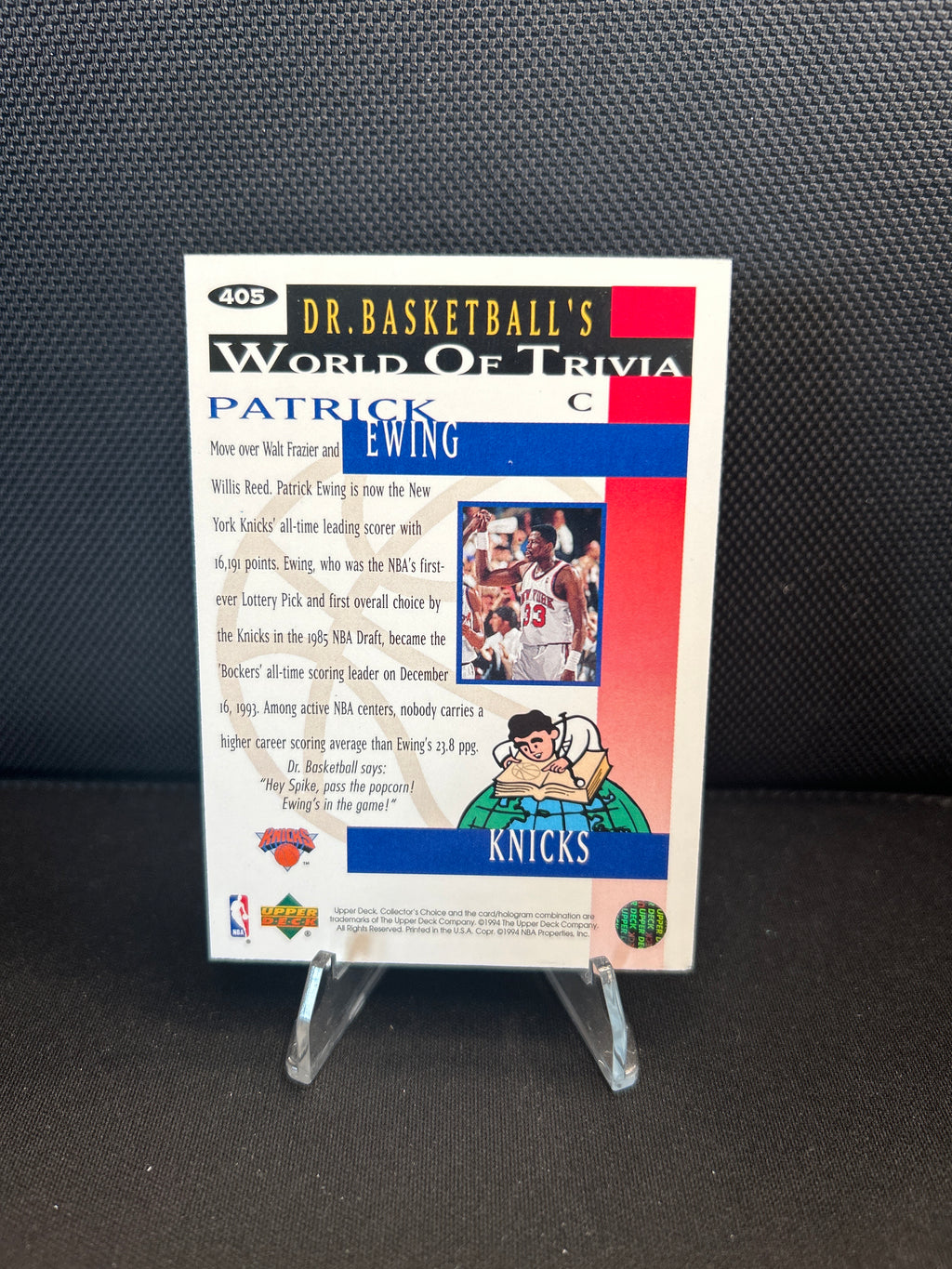 1994 Upper Deck Collector’s Choice Patrick Ewing #405 Trivia Silver Signature