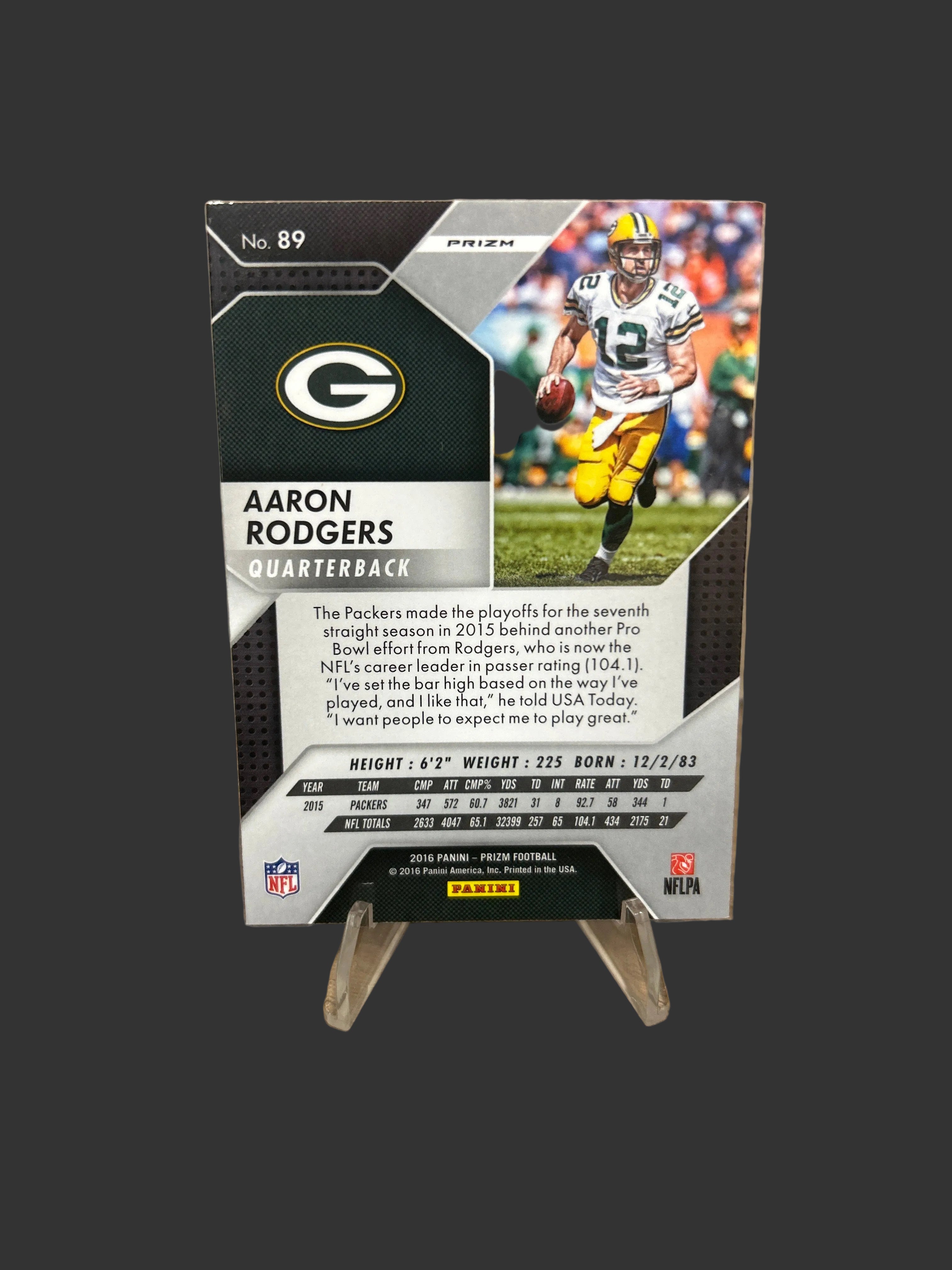 2016 Panini Prizm - Aaron Rodgers #89 Red White & Blue Disco Prizm