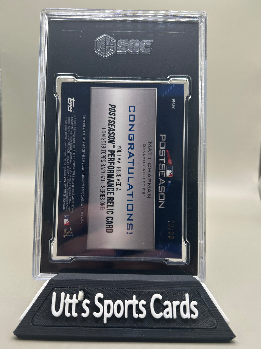 2019 Topps - Postseason Performance Relics Matt Chapman #PPR-MC 79/99 (SCC 8.5)