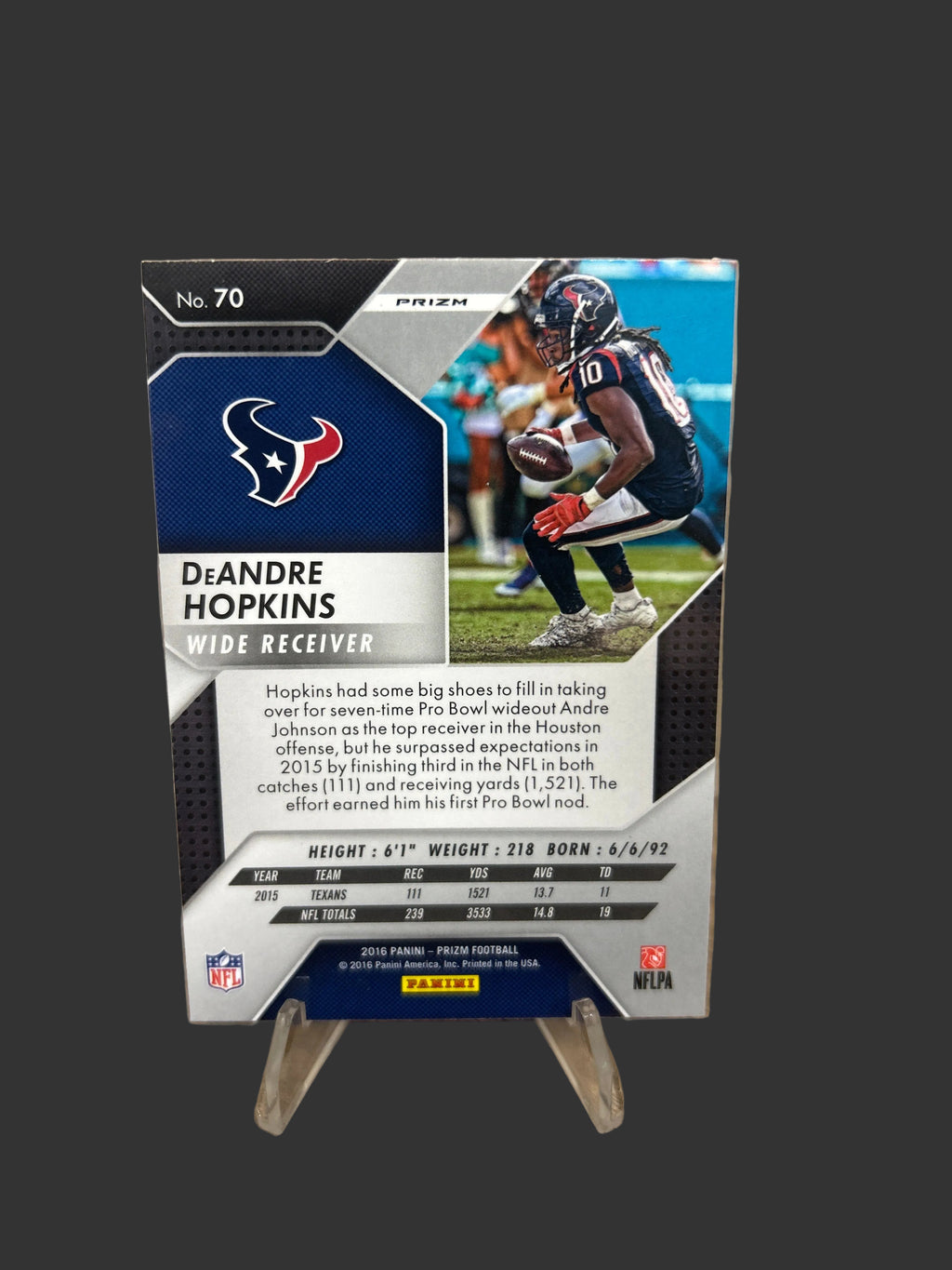 DeAndre Hopkins  2016 Panini Prizm RWB Disco Prizm Texans 70 PWE