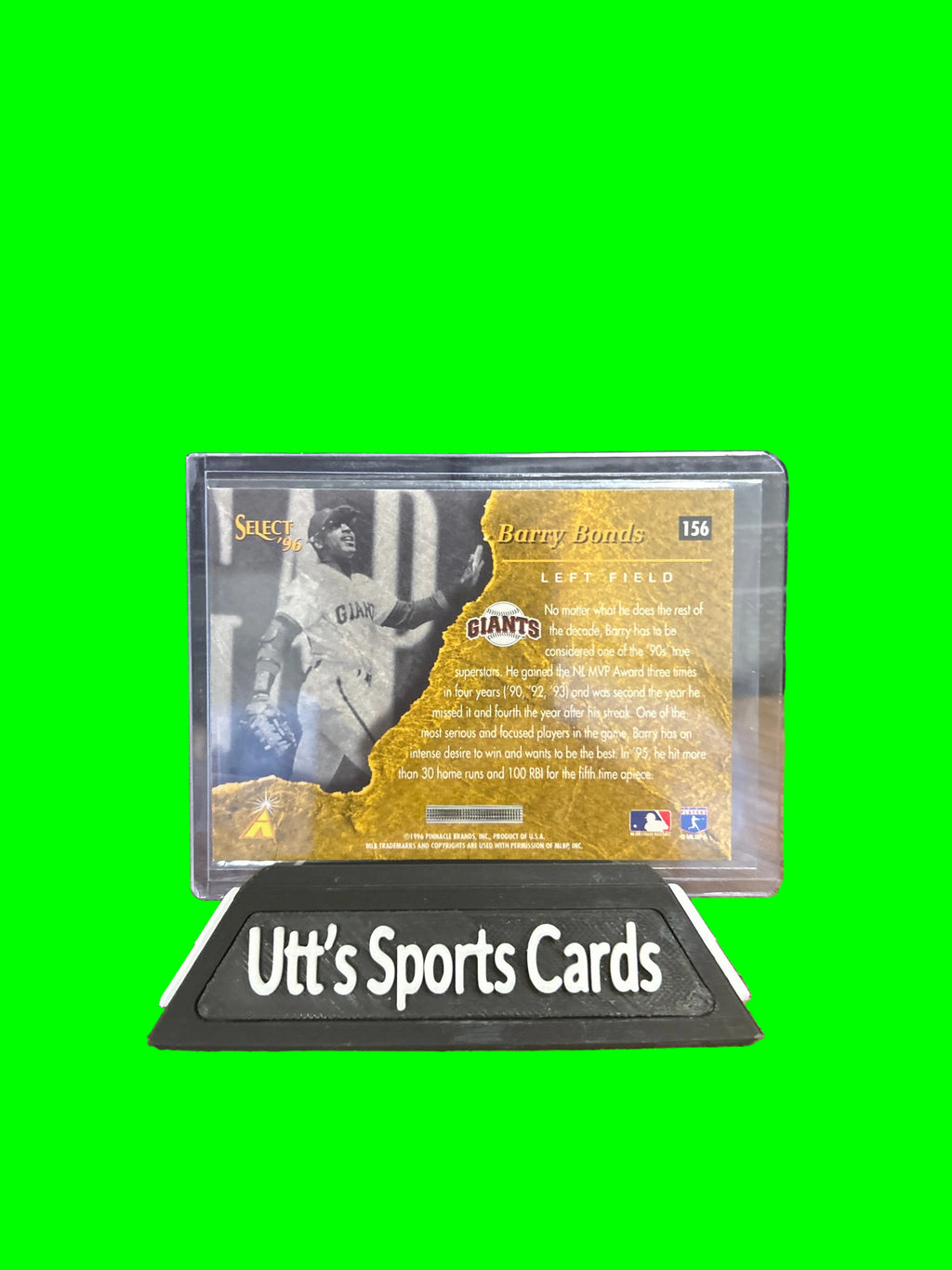 1996 Select #156 Barry Bonds San Francisco Giants ShoWtiMeCardZ 061026