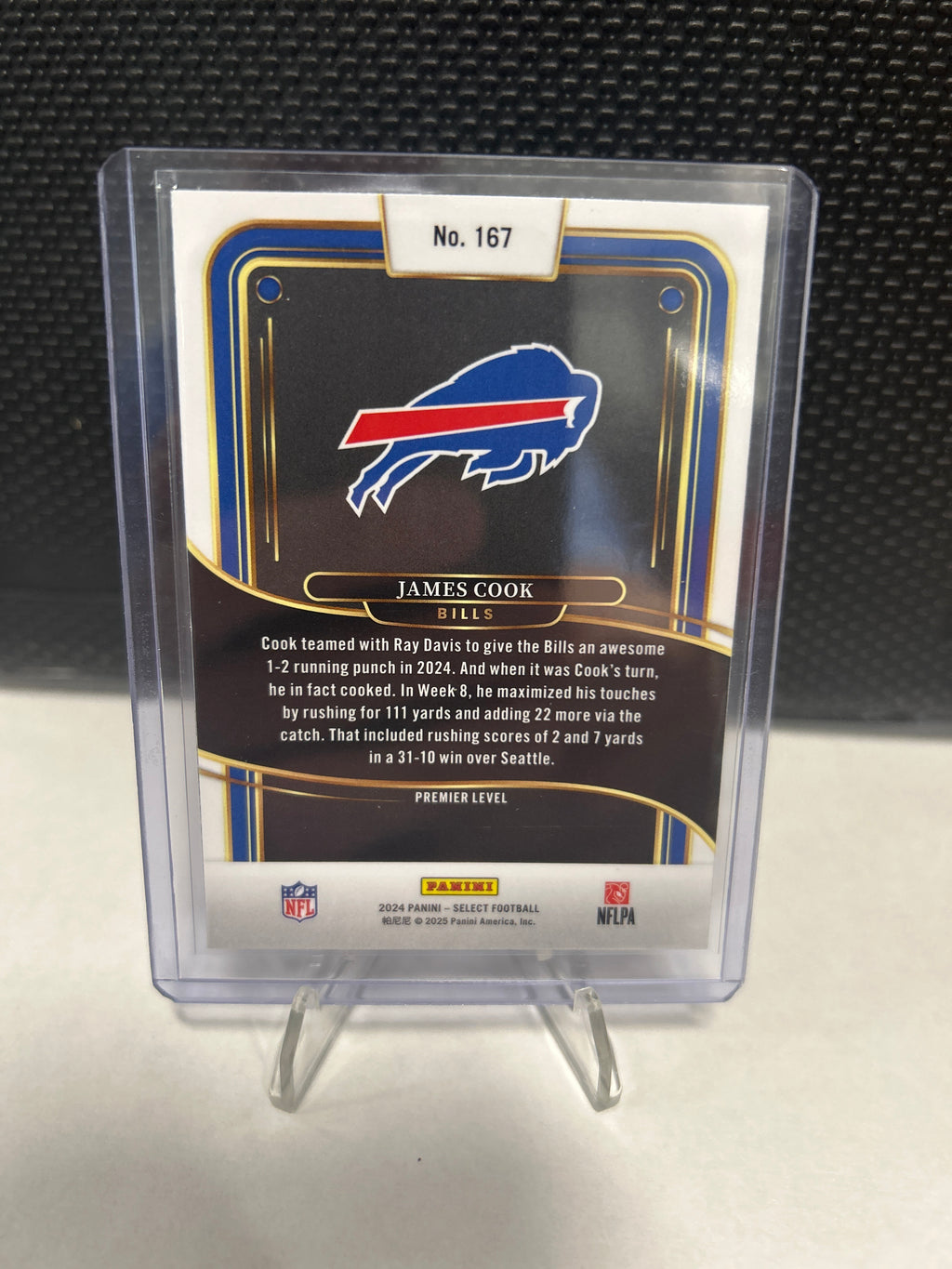 James Cook 2024 Panini Select #167 Premier Level Buffalo Bills 🦬