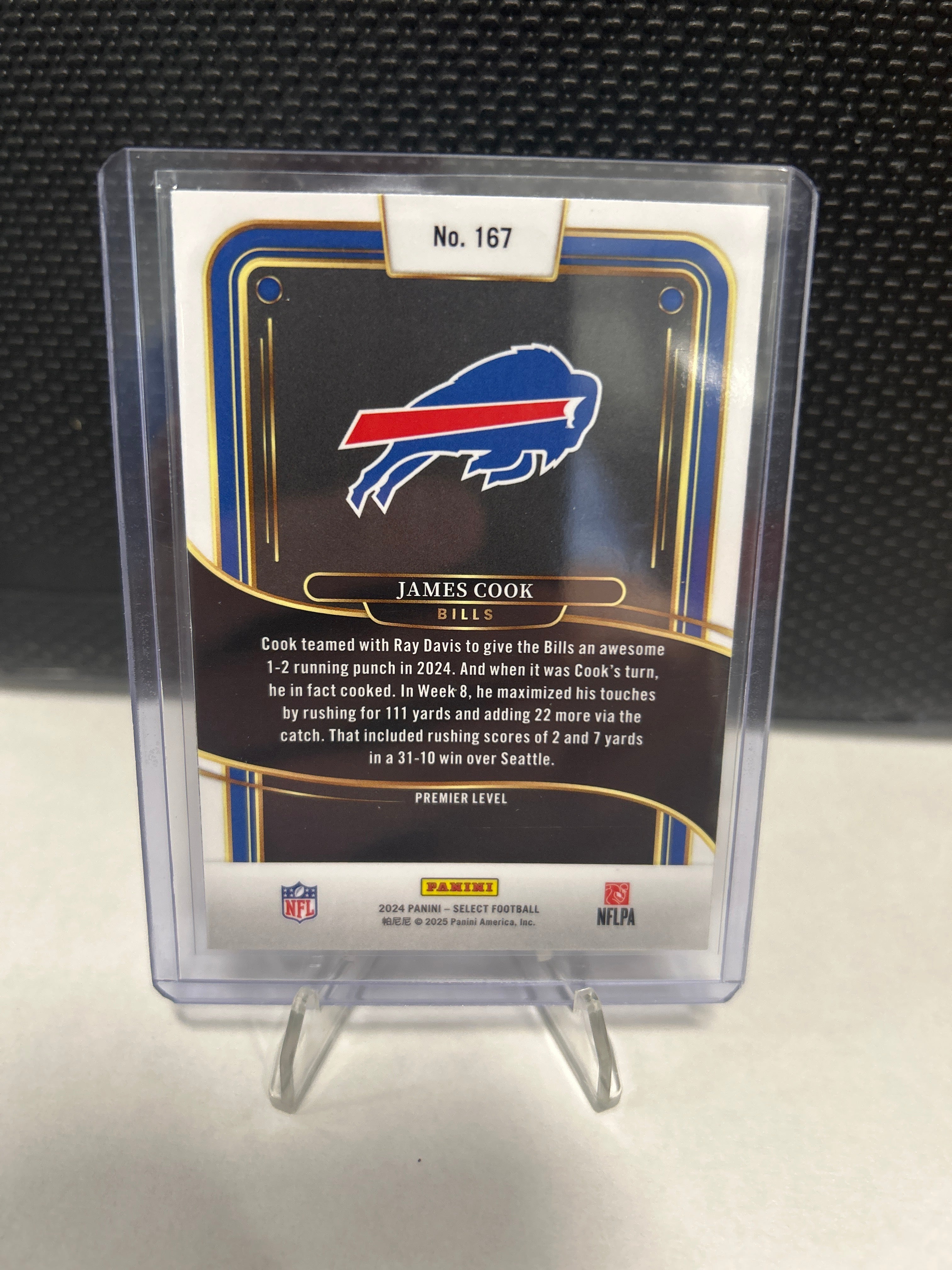 James Cook 2024 Panini Select #167 Premier Level Buffalo Bills 🦬