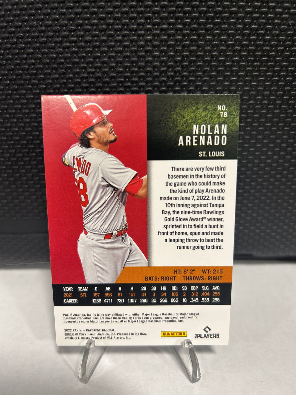 2022 Panini Capstone Blue Foil Nolan Arenado #78 St. Louis Cardinals