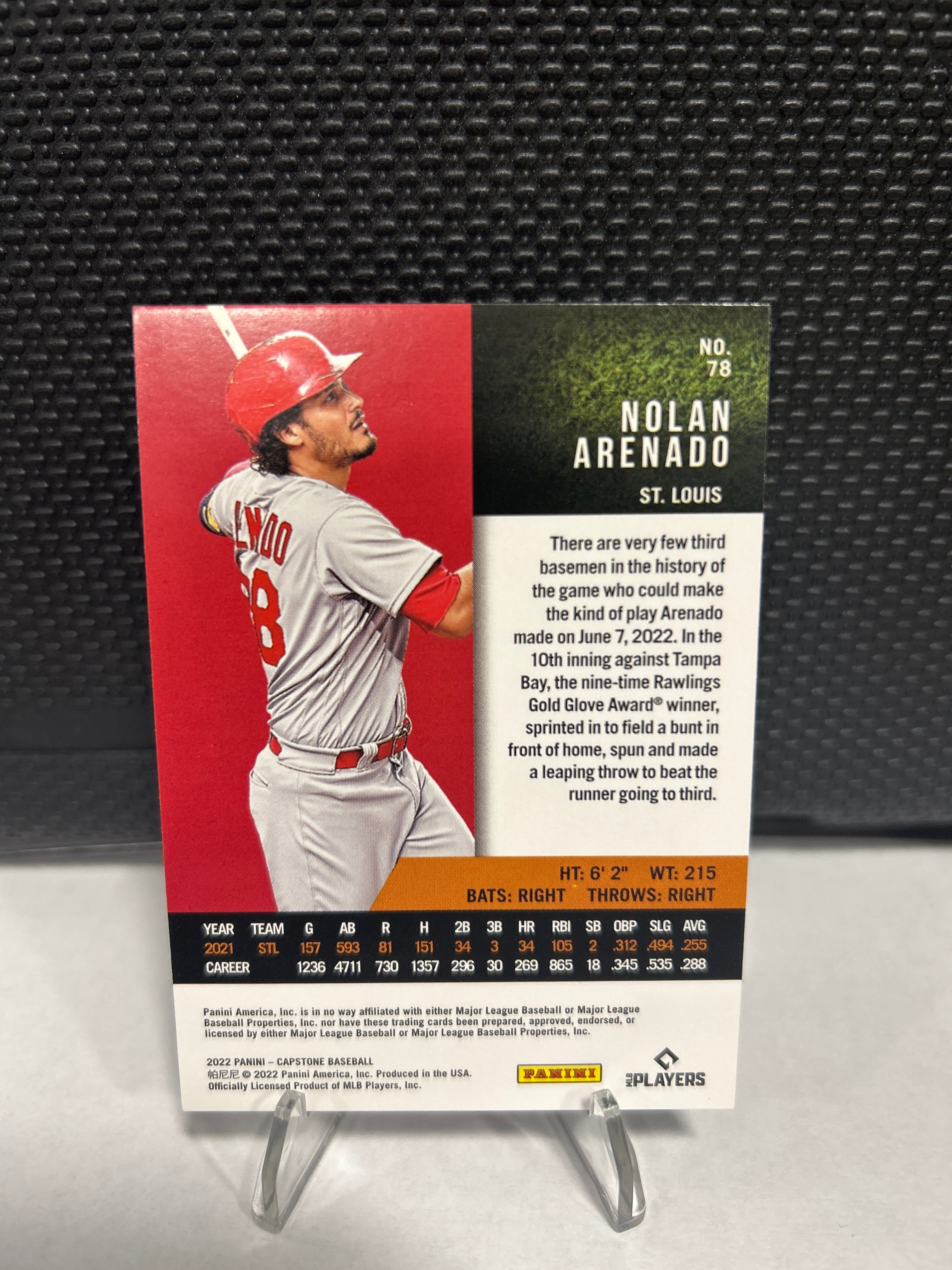 2022 Panini Capstone Blue Foil Nolan Arenado #78 St. Louis Cardinals