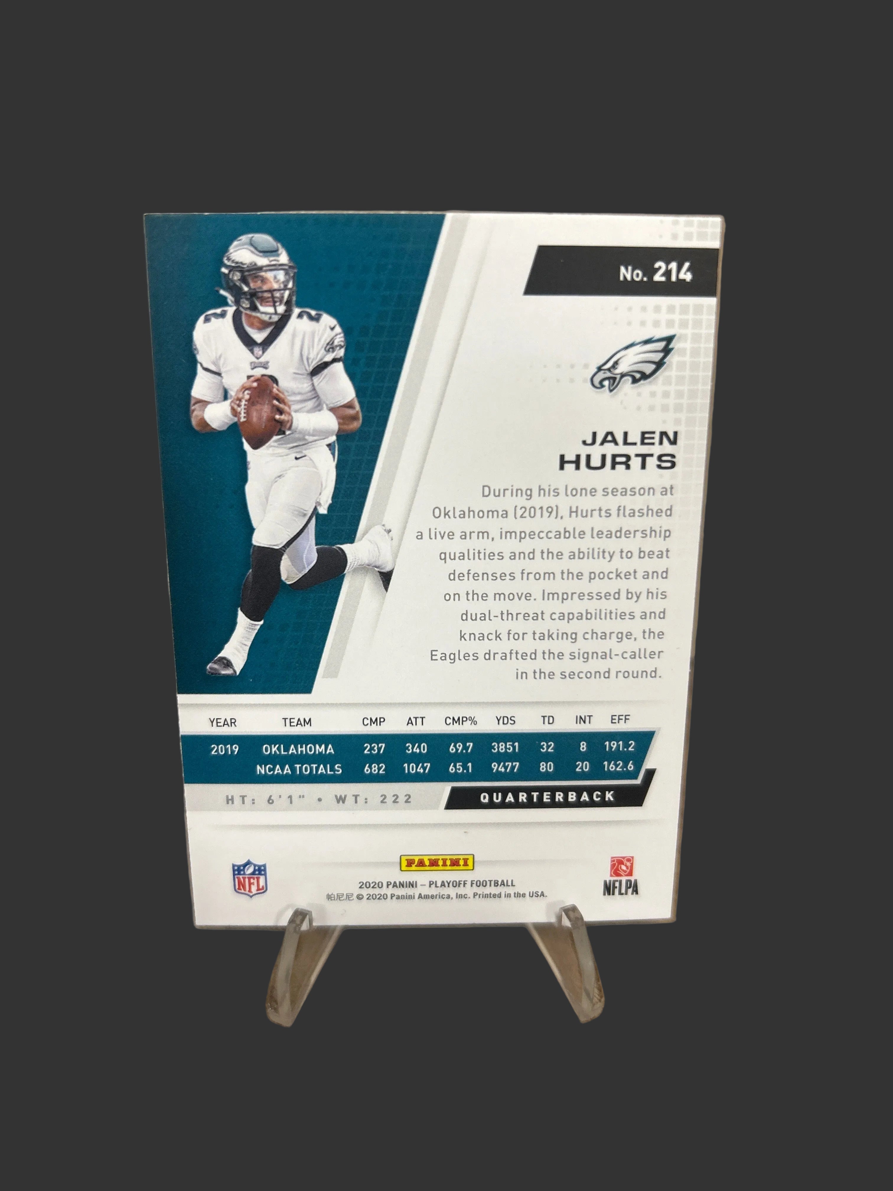 Jalen Hurts 2020 Panini Playoff Rookies #214 Philadelphia Eagles NFL Rookie