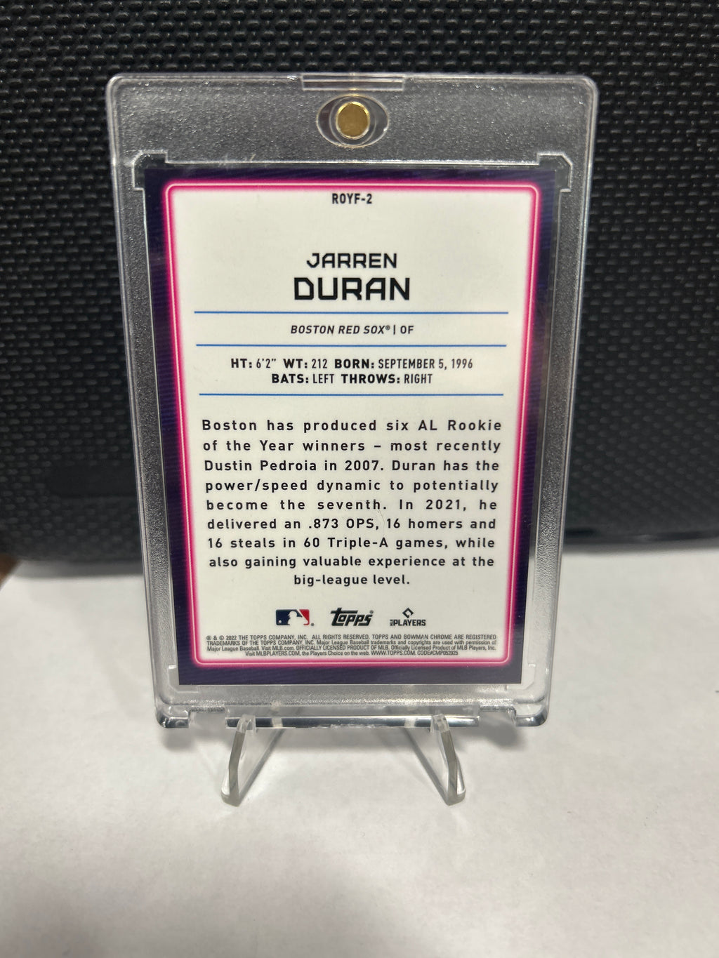 Jarren Duran Rookie OF THE YEAR FAVORITES  #ROYF-2 Bowman Blue Red Sox  004/150