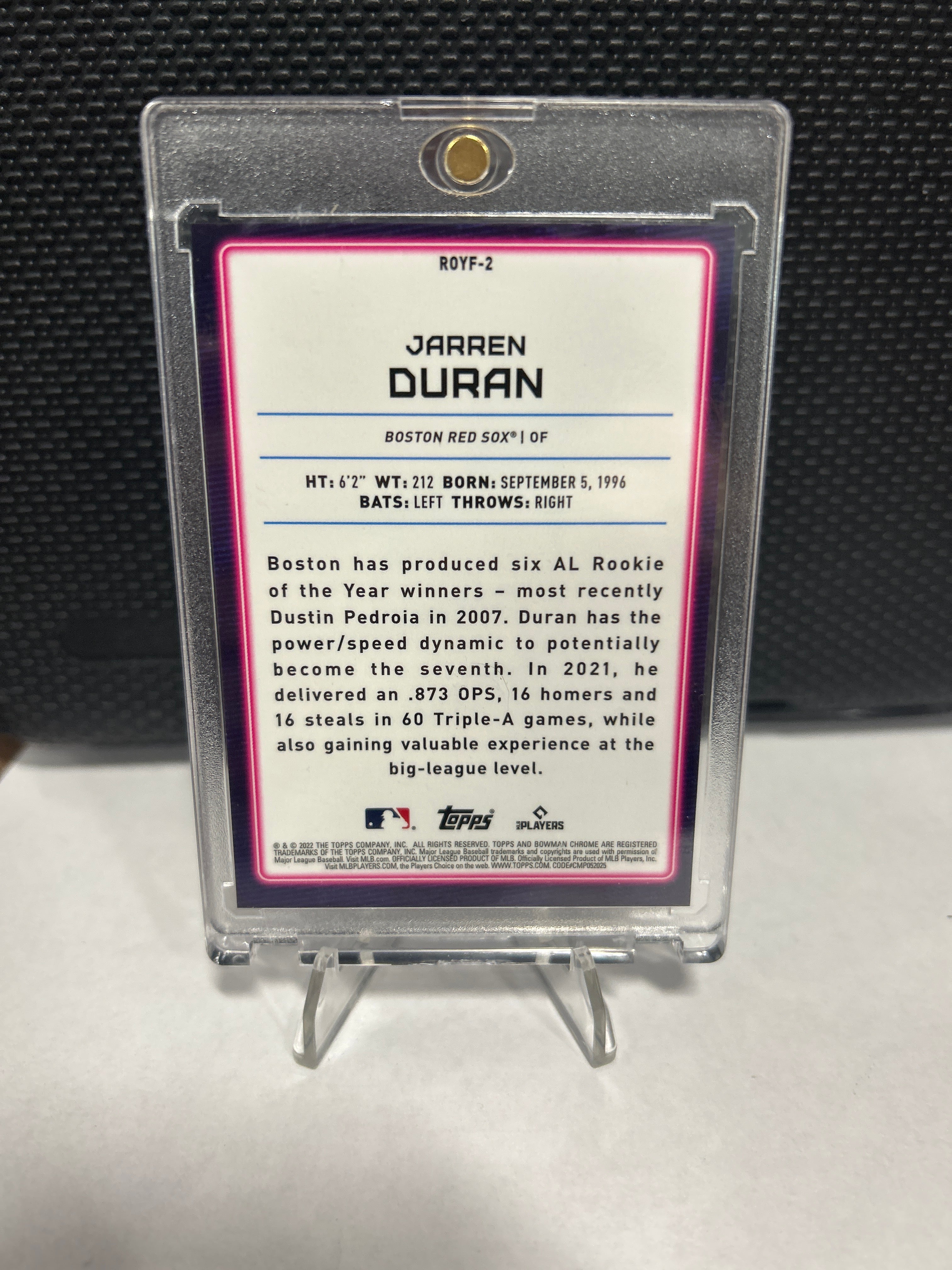 Jarren Duran Rookie OF THE YEAR FAVORITES  #ROYF-2 Bowman Blue Red Sox  004/150