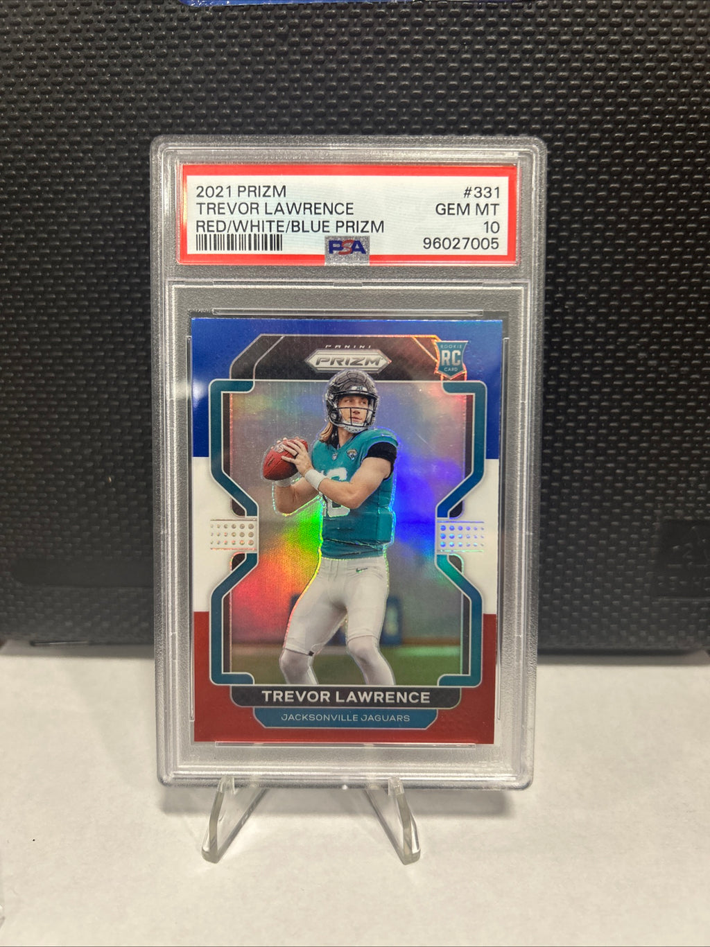 2021 Panini Prizm Trevor Lawrence #331 Red White Blue Prizm PSA 10