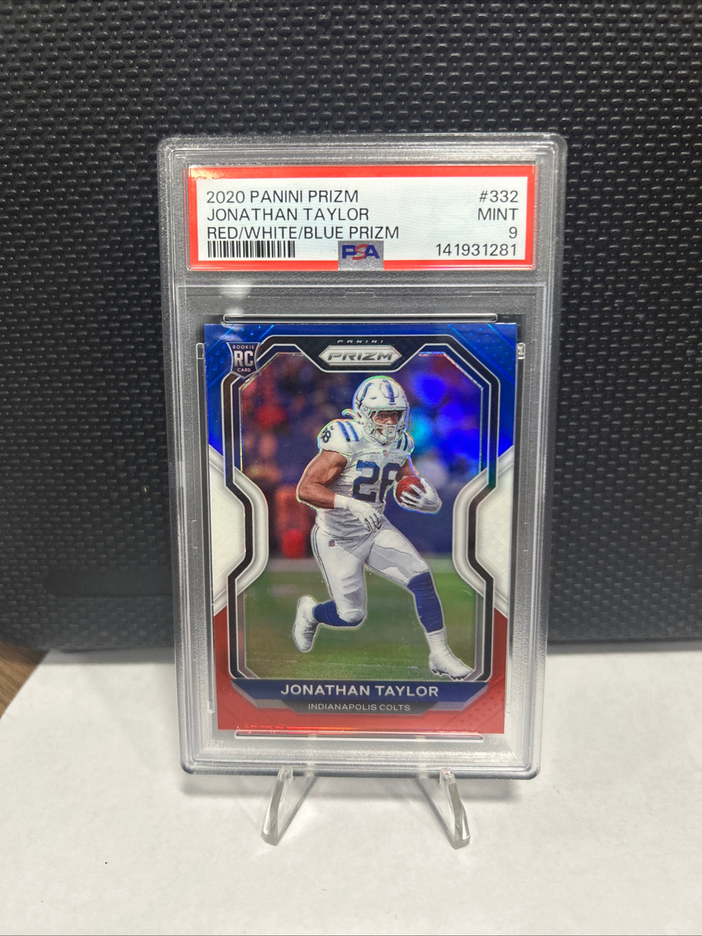 2020 PANINI PRIZM RED WHITE/ BLUE JONATHAN TAYLOR ROOKIE RC PSA 9 #332 Colts