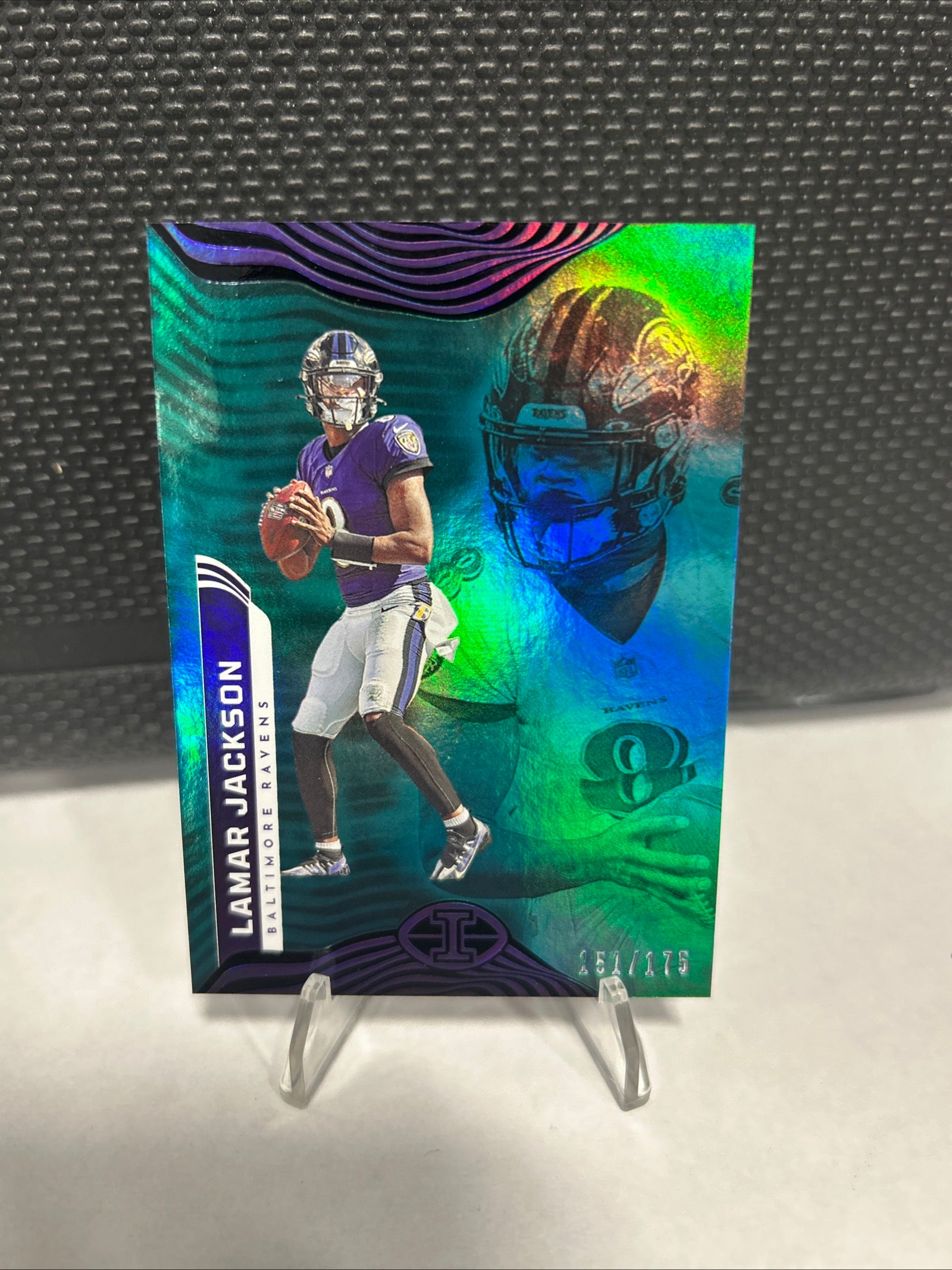 Lamar Jackson 2022 Illusion #7 Trophy Collection Emerald Baltimore Ravens /175