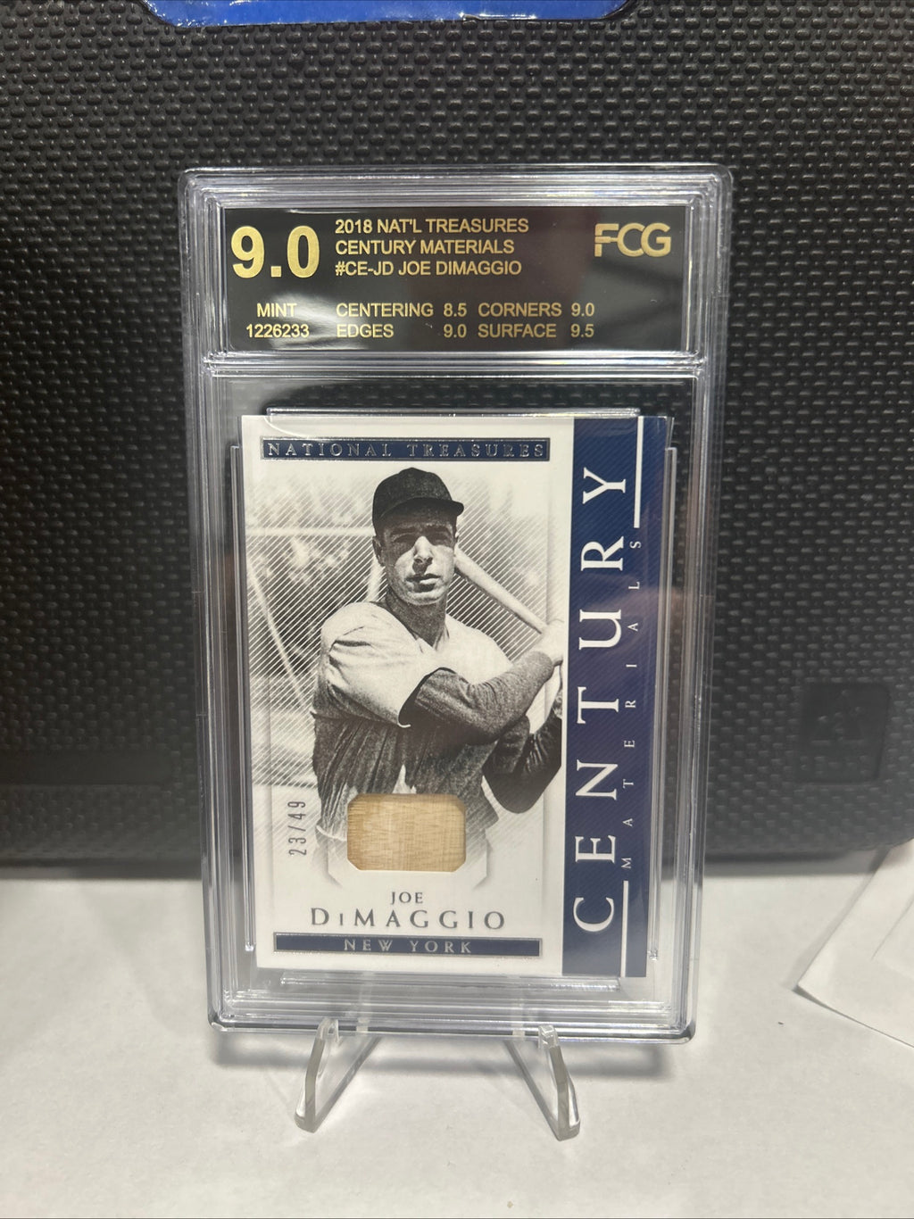 2018 Panini National Treasures Century Materials Joe DiMaggio /49 Wood Bat Relic FCG 9