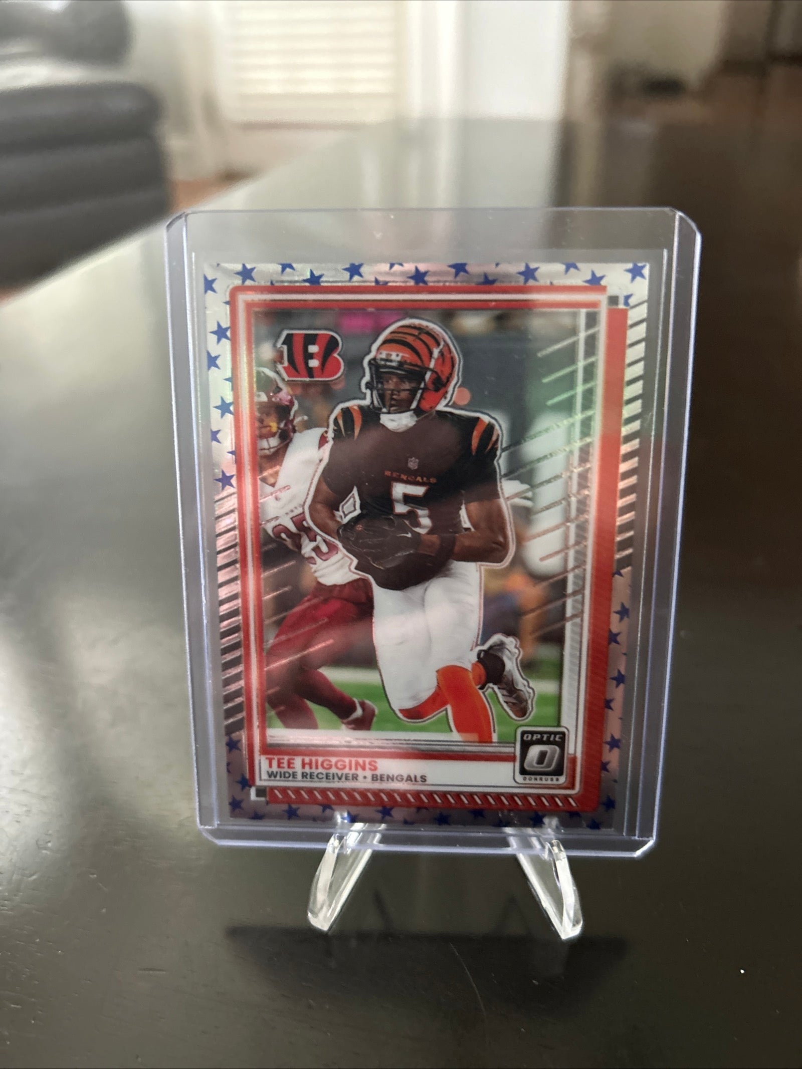 2025 Panini Donruss Optic Tee Higgins #13 Blue Stars Prizm Cincinnati Bengals