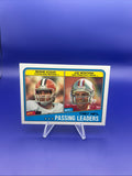 1988  Topps Bernie Kosar / Joe Montana LL #215 Browns / 49ers Football Card