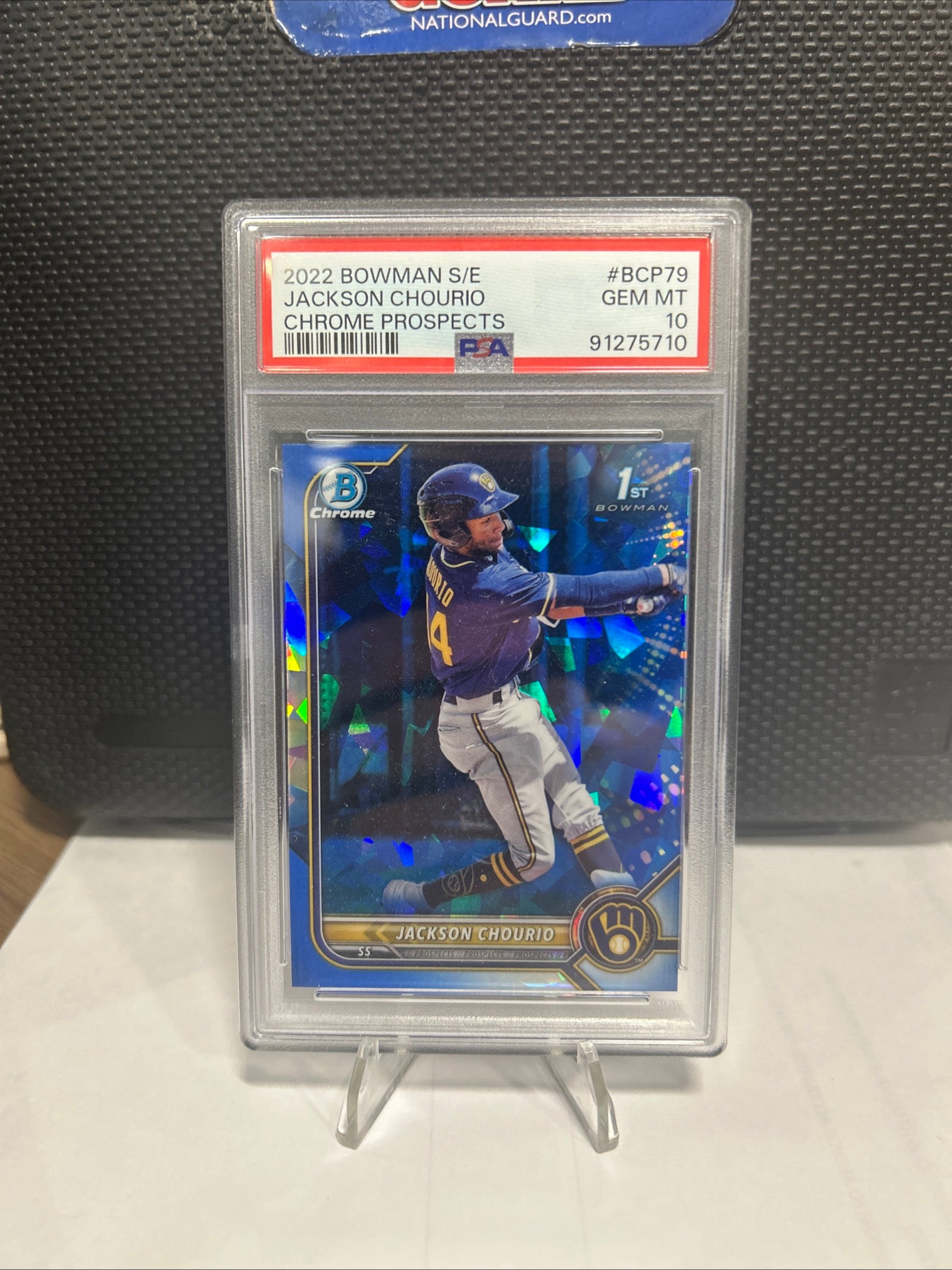 2022 Bowman Chrome Blue Ice Sapphire 1st Jackson Chourio PSA10
