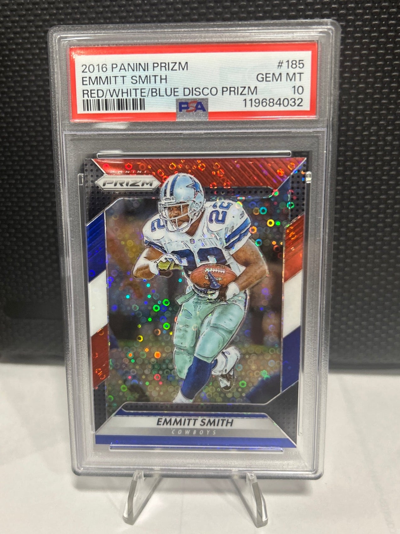2016 Panini Prizm Emmitt Smith #185 Red White Blue Disco Prizm (RC) 10 Gem mint! POP 5